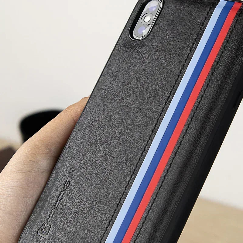 Minking Flag Leather Case iPhone X - Three