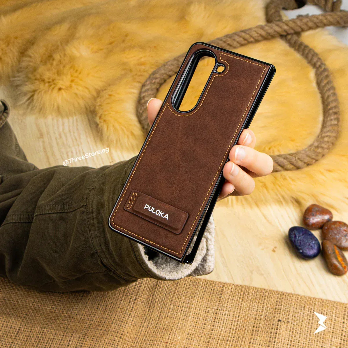 Puloka Handicrafts Leather Case Samsung Z Fold 5 - Three