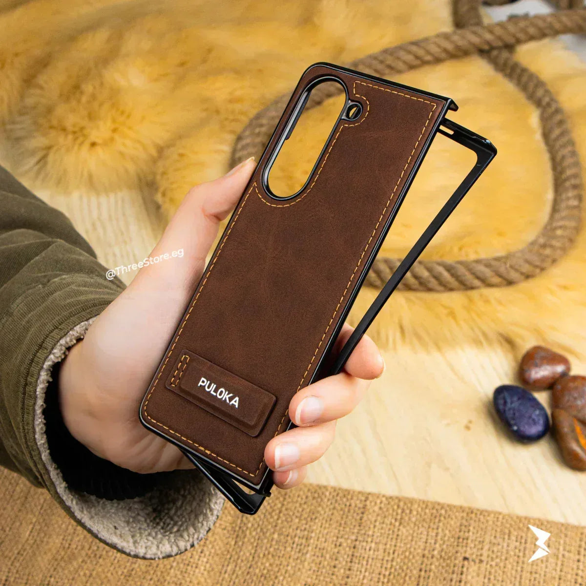 Puloka Handicrafts Leather Case Samsung Z Fold 5 - Three