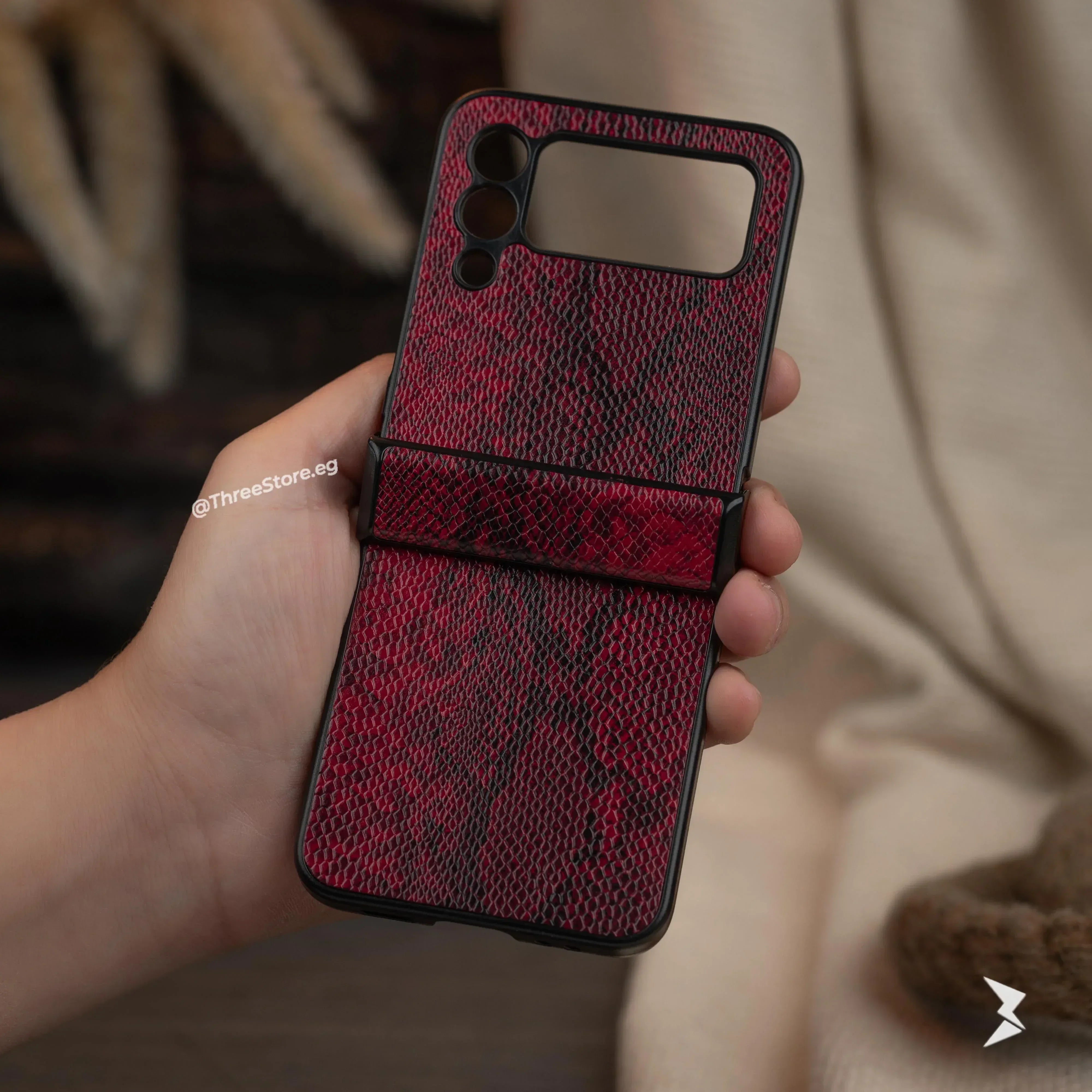Snake Leather Case Samsung Flip 3 - Three