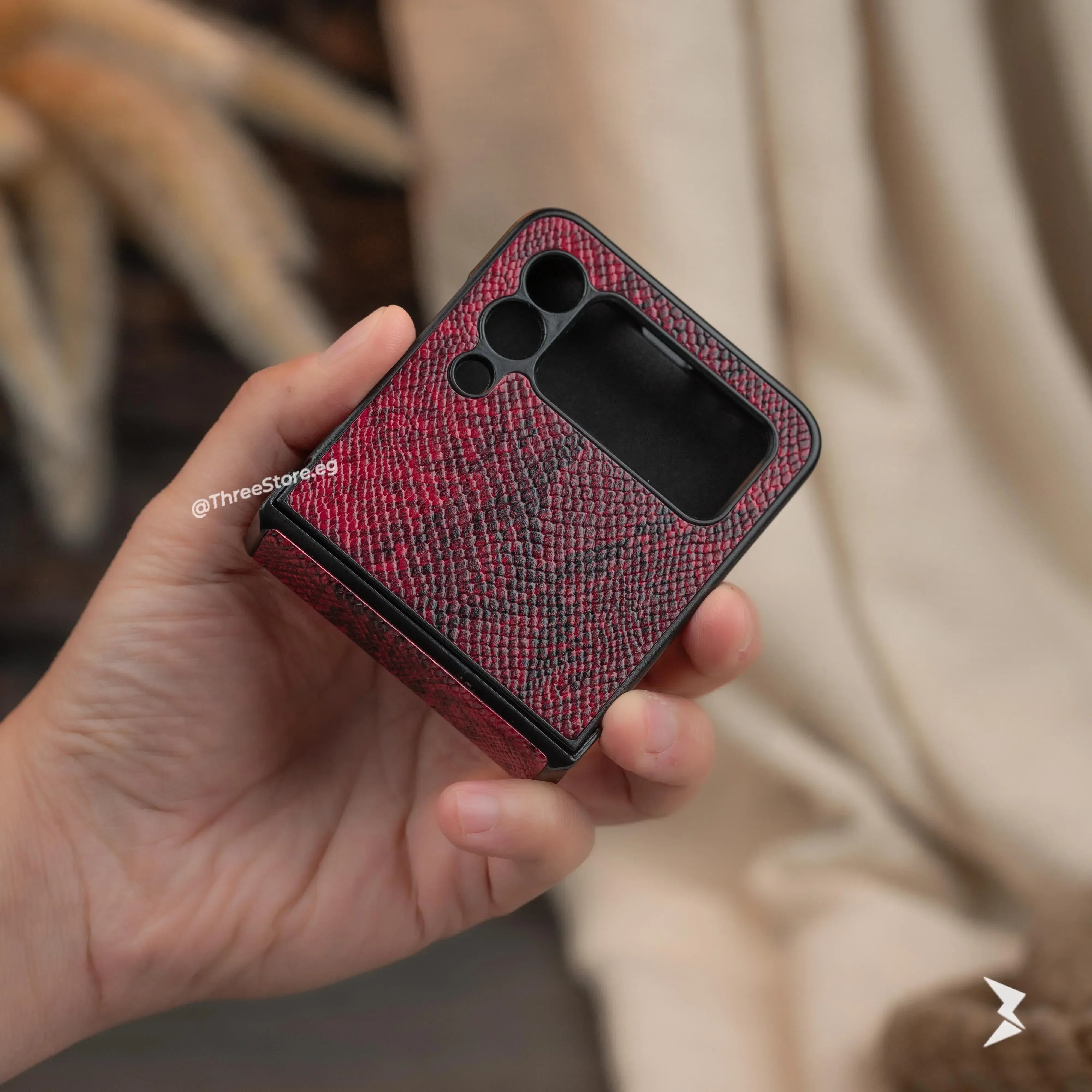 Snake Leather Case Samsung Flip 3 - Three