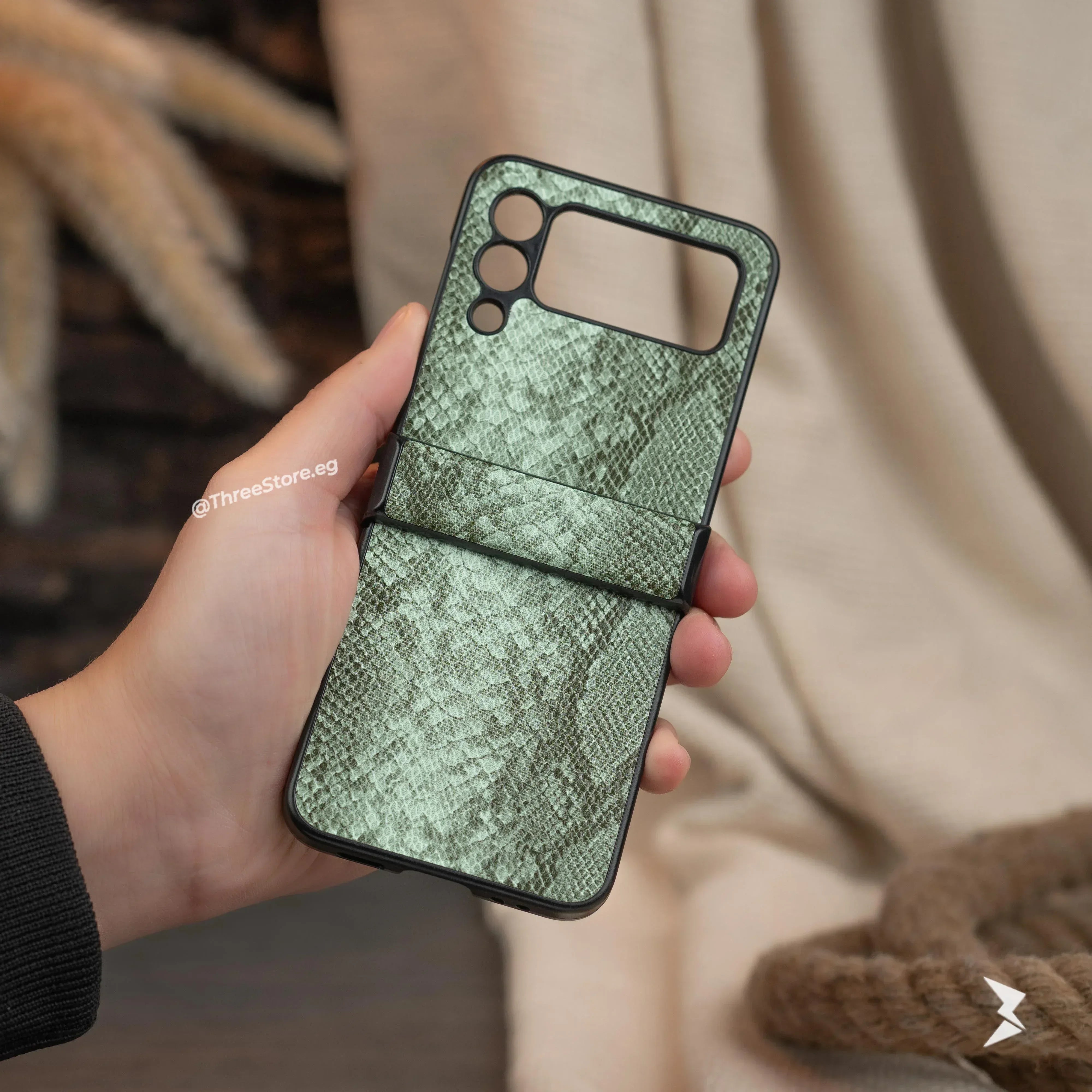 Snake Leather Case Samsung Flip 3 - Three