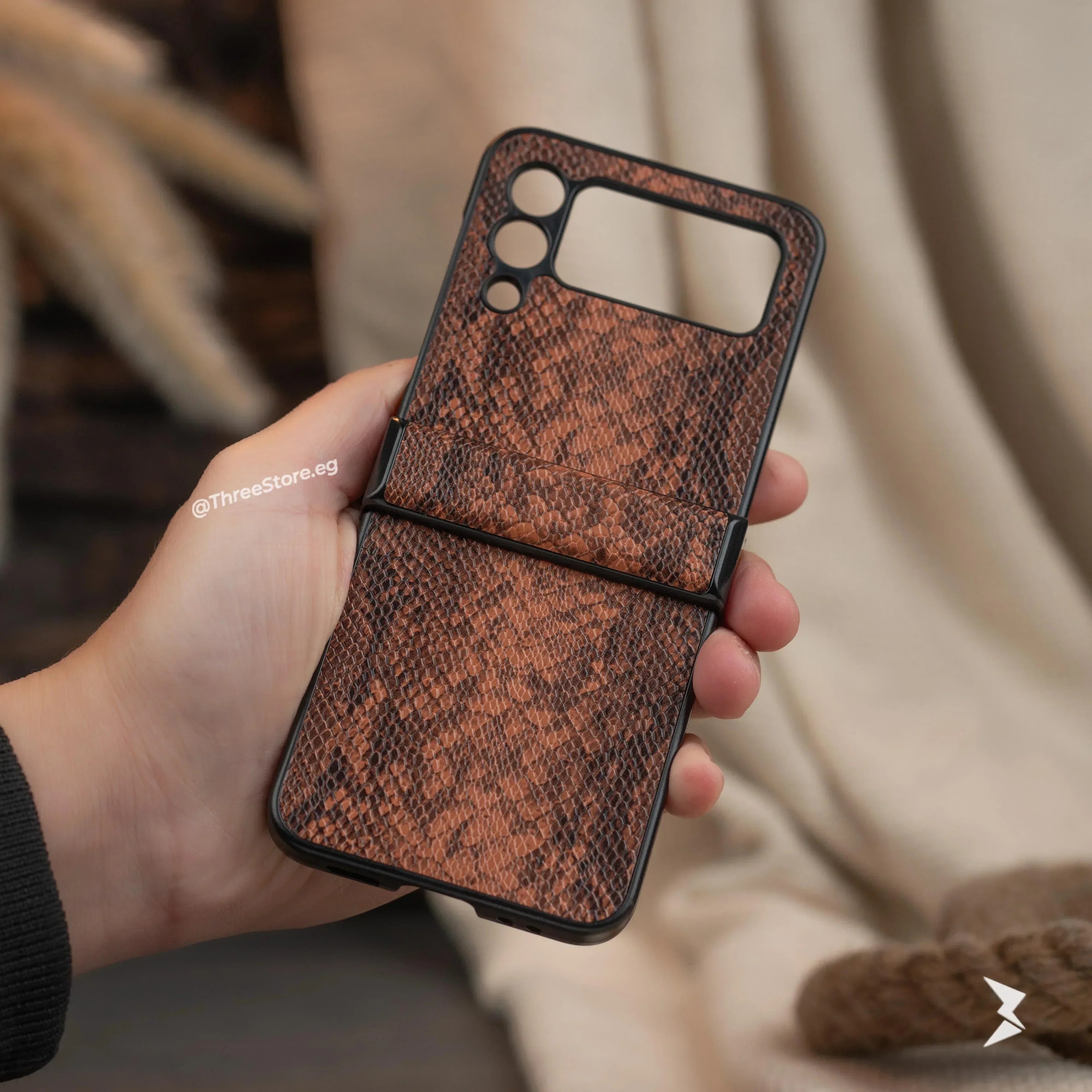 Snake Leather Case Samsung Flip 3 - Three
