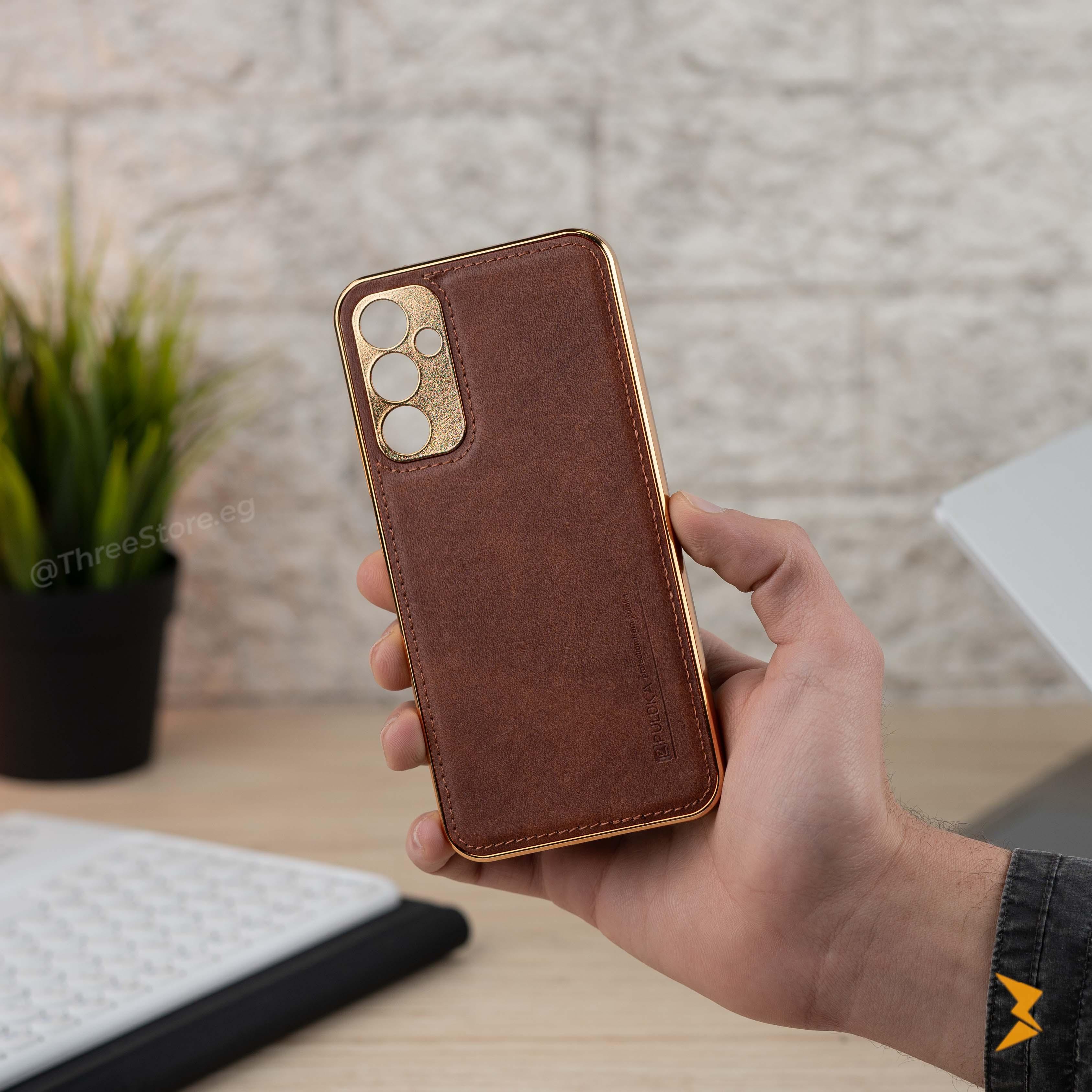 Gold Frame Leather Case Samsung A34 - Three