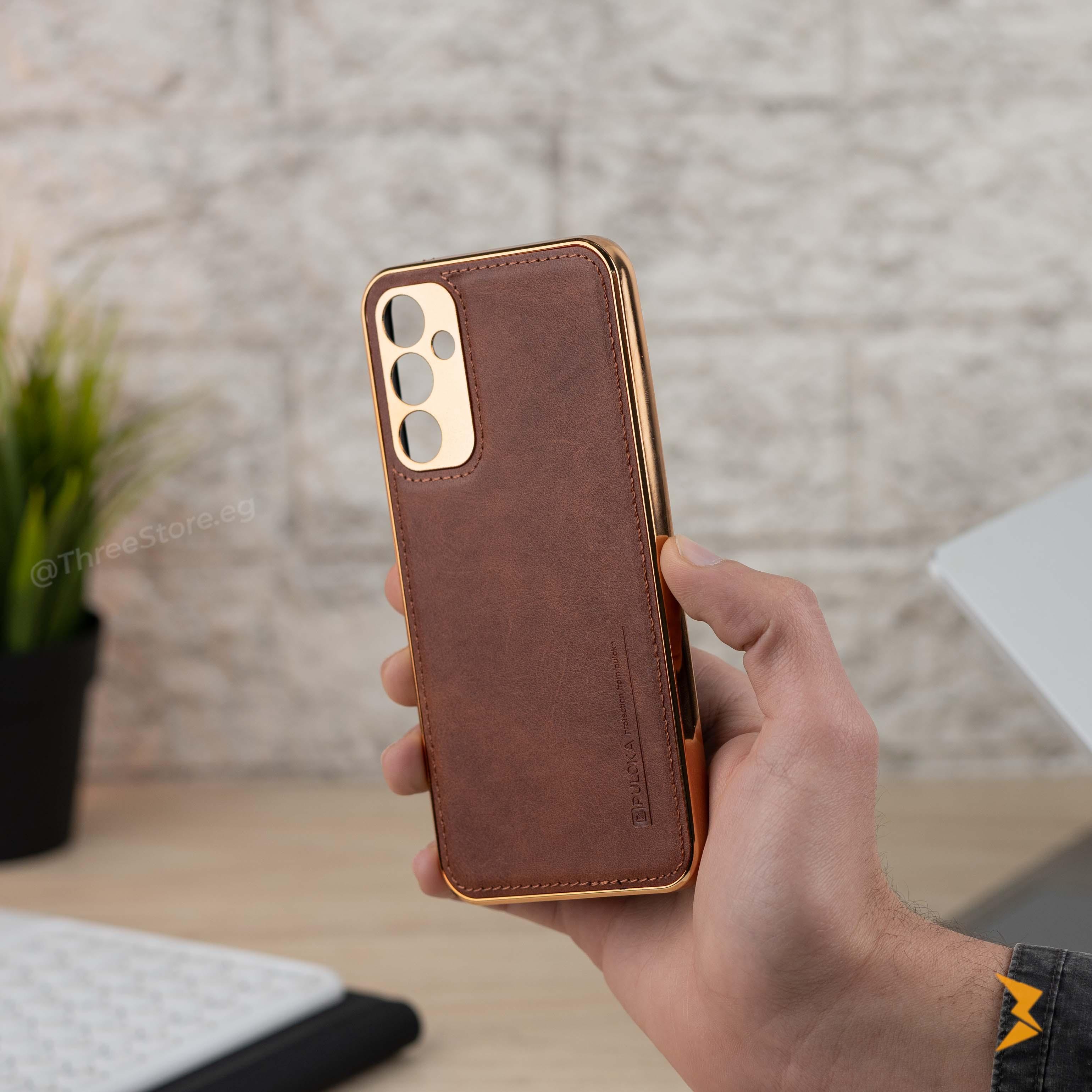 Gold Frame Leather Case Samsung A34 - Three