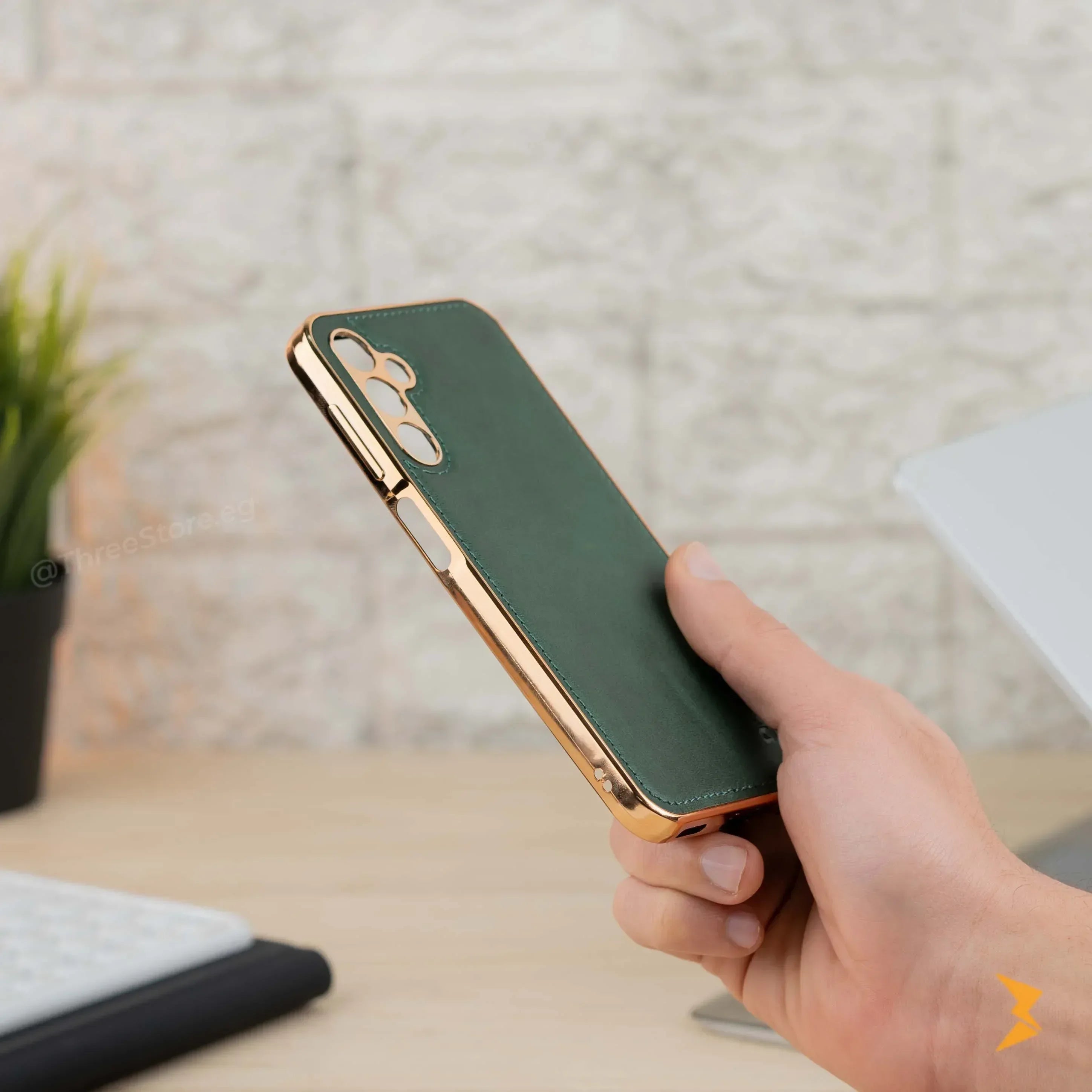 Gold Frame Leather Case Samsung A24 - Three