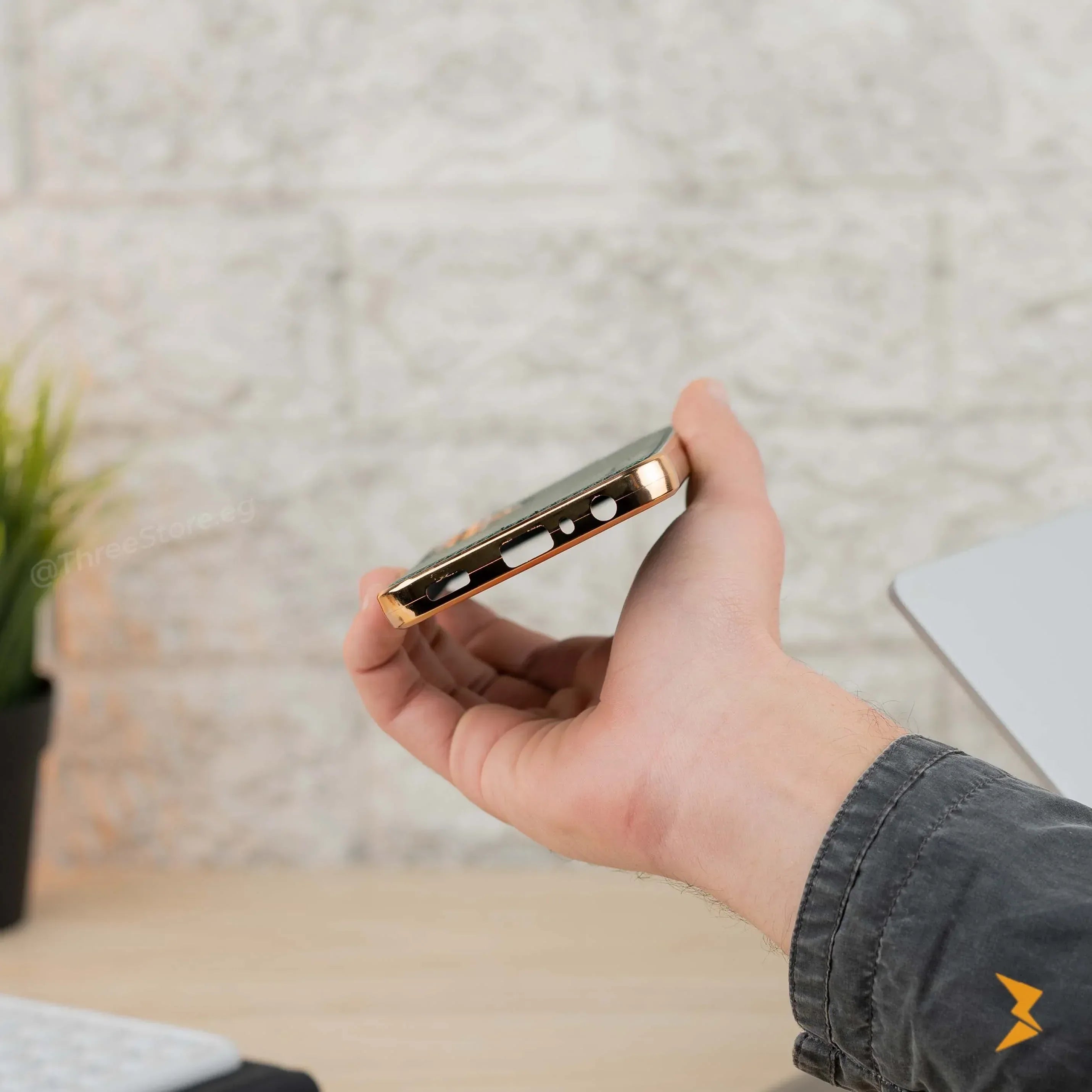 Gold Frame Leather Case Samsung A54 - Three