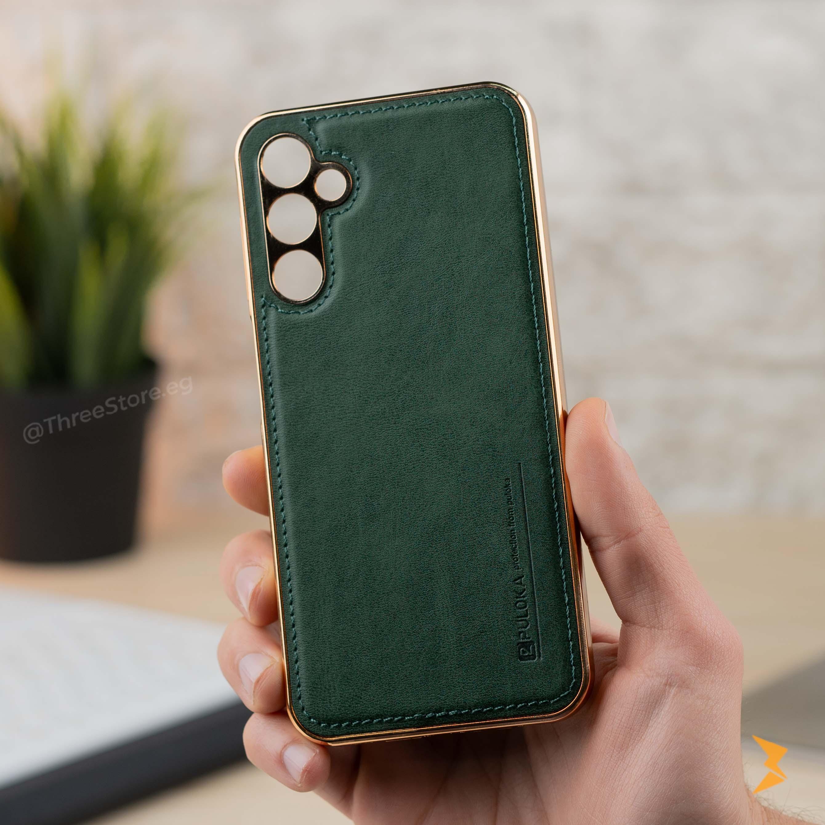 Gold Frame Leather Case Samsung A54 - Three