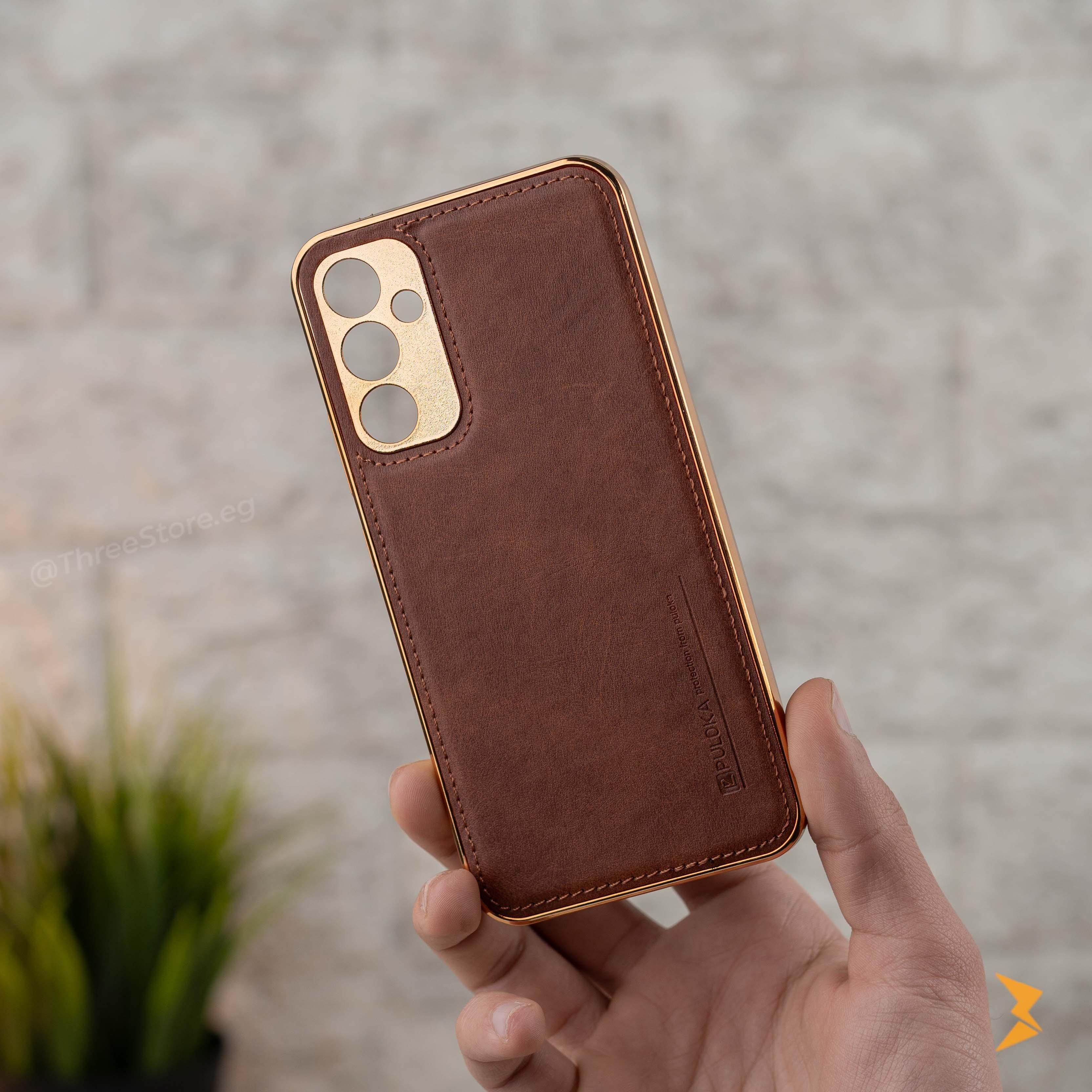 Gold Frame Leather Case Samsung A34 - Three