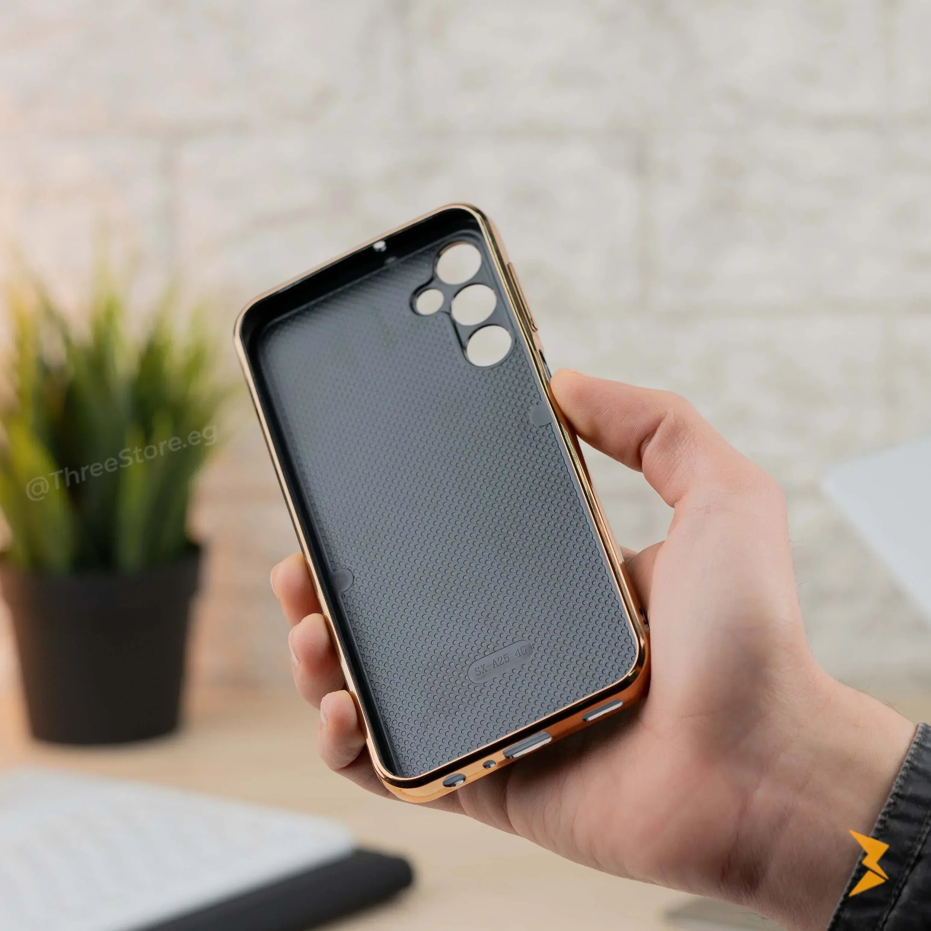 Gold Frame Leather Case Samsung A54 - Three