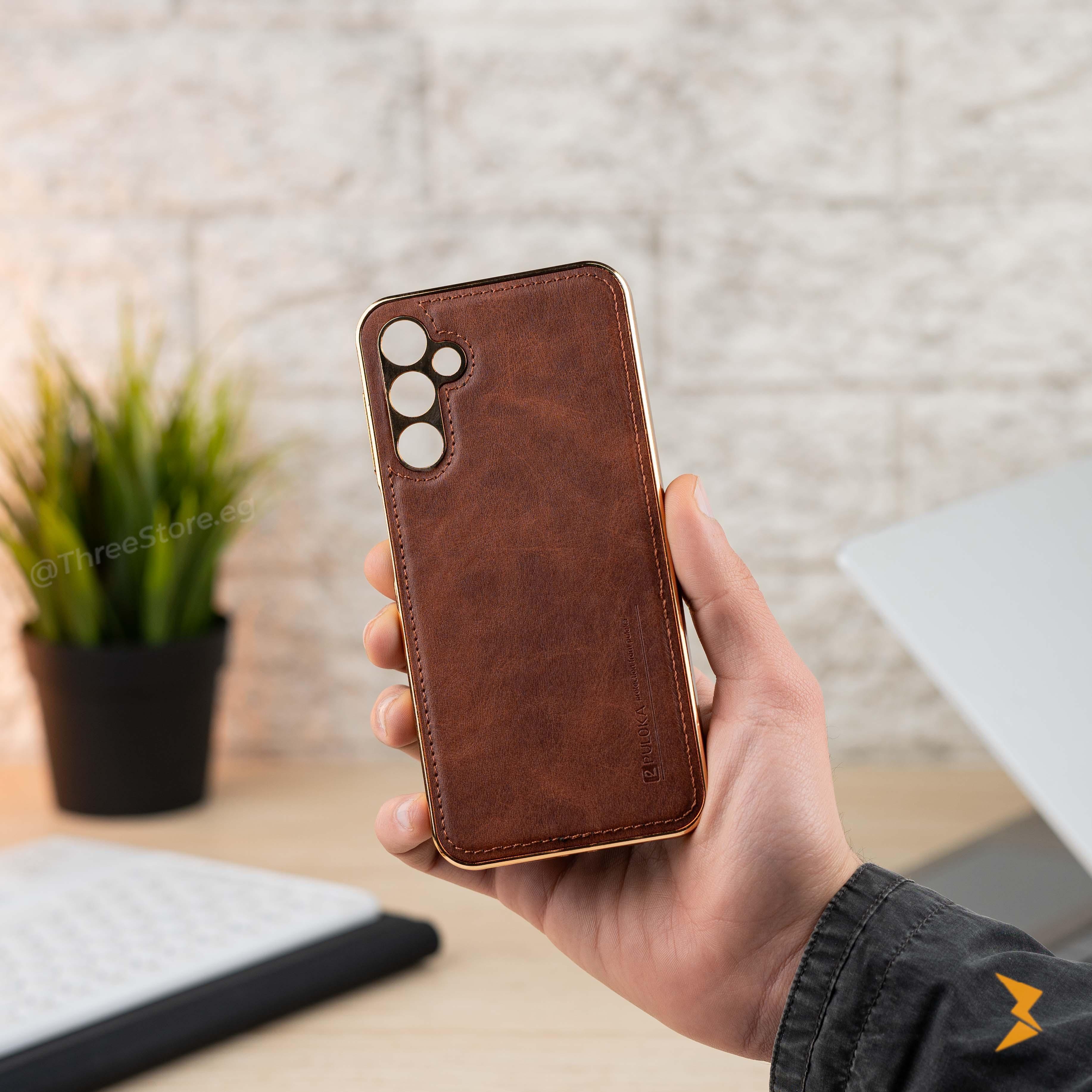 Gold Frame Leather Case Samsung A54 - Three