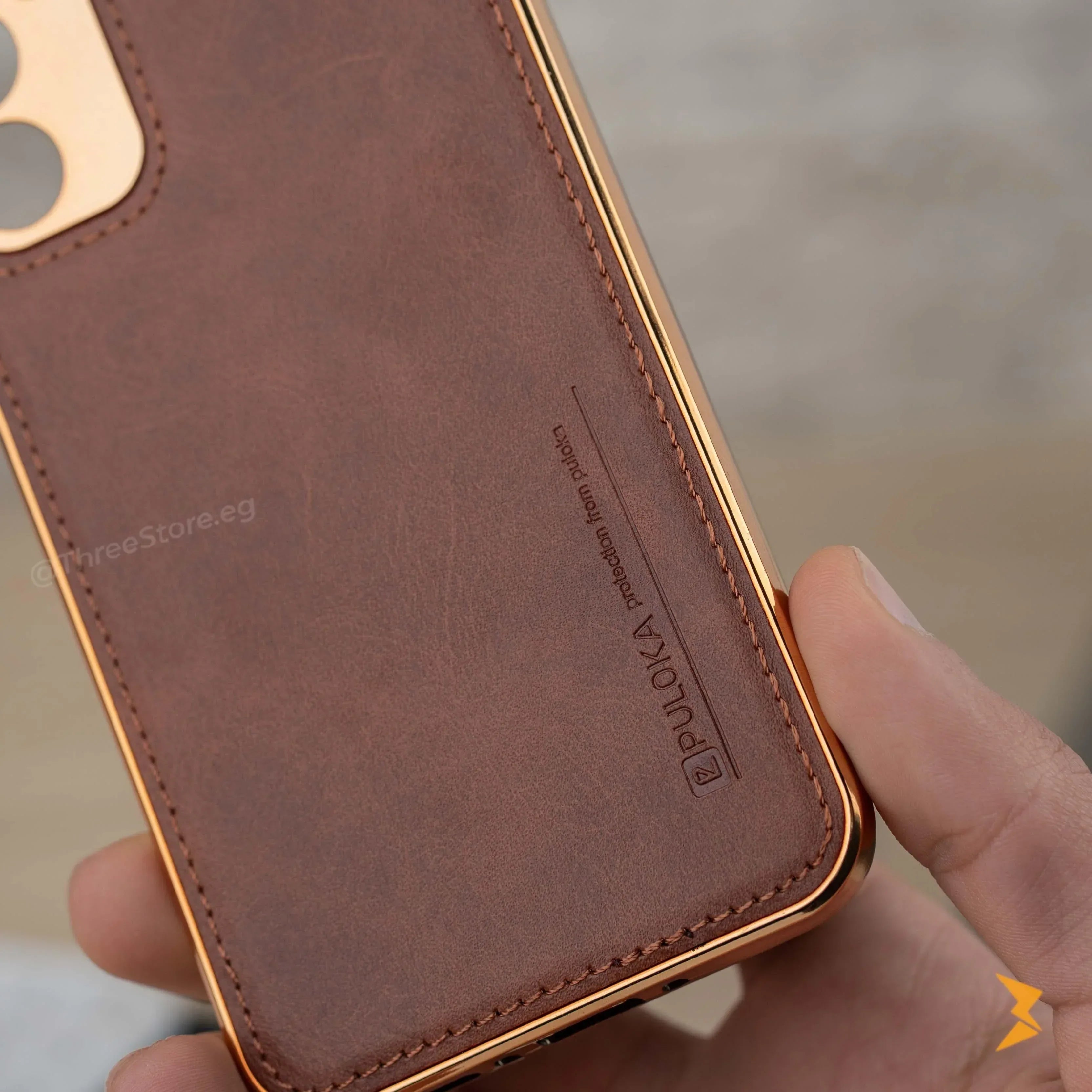 Gold Frame Leather Case Samsung A34 - Three