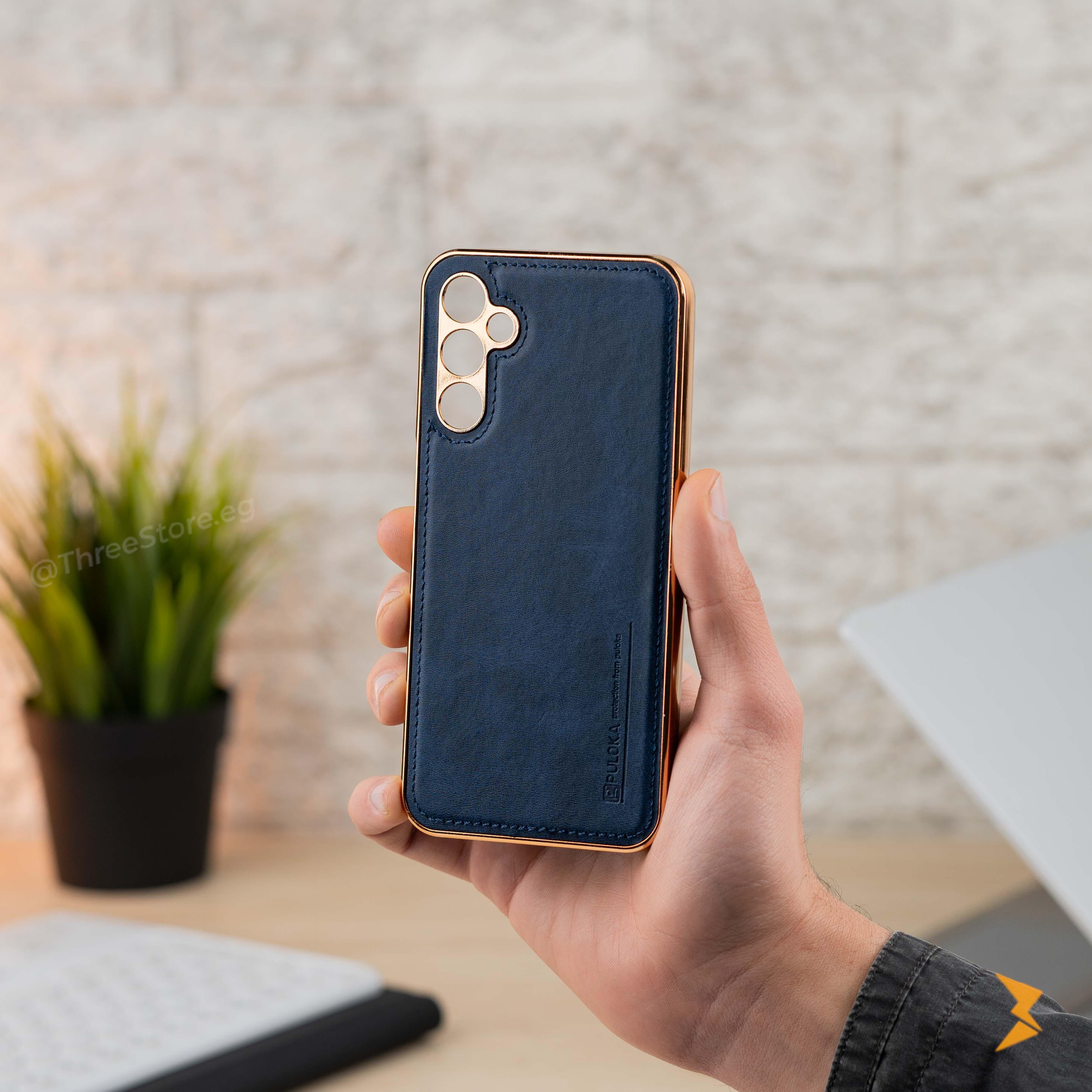 Gold Frame Leather Case Samsung A54 - Three