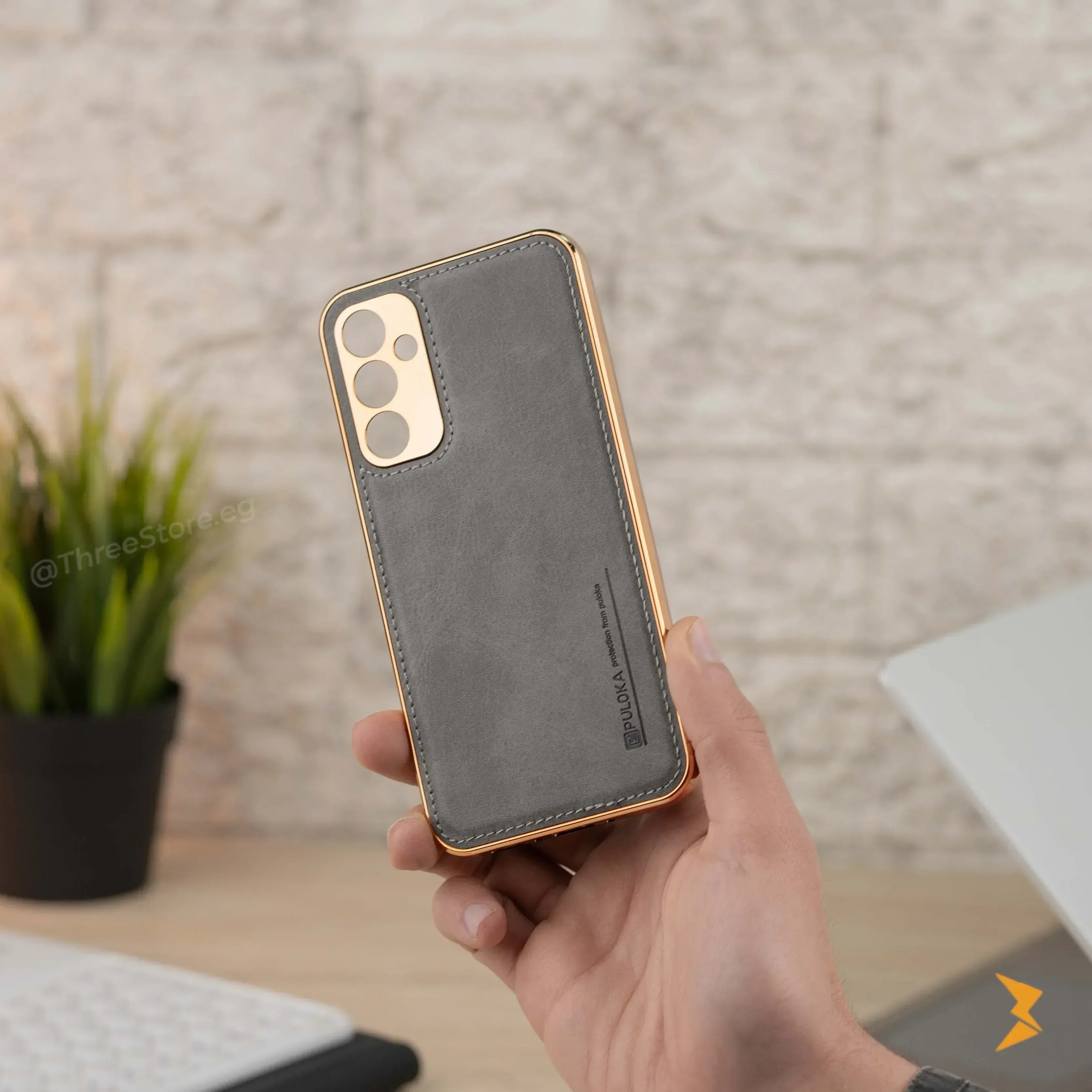 Gold Frame Leather Case Samsung A34 - Three