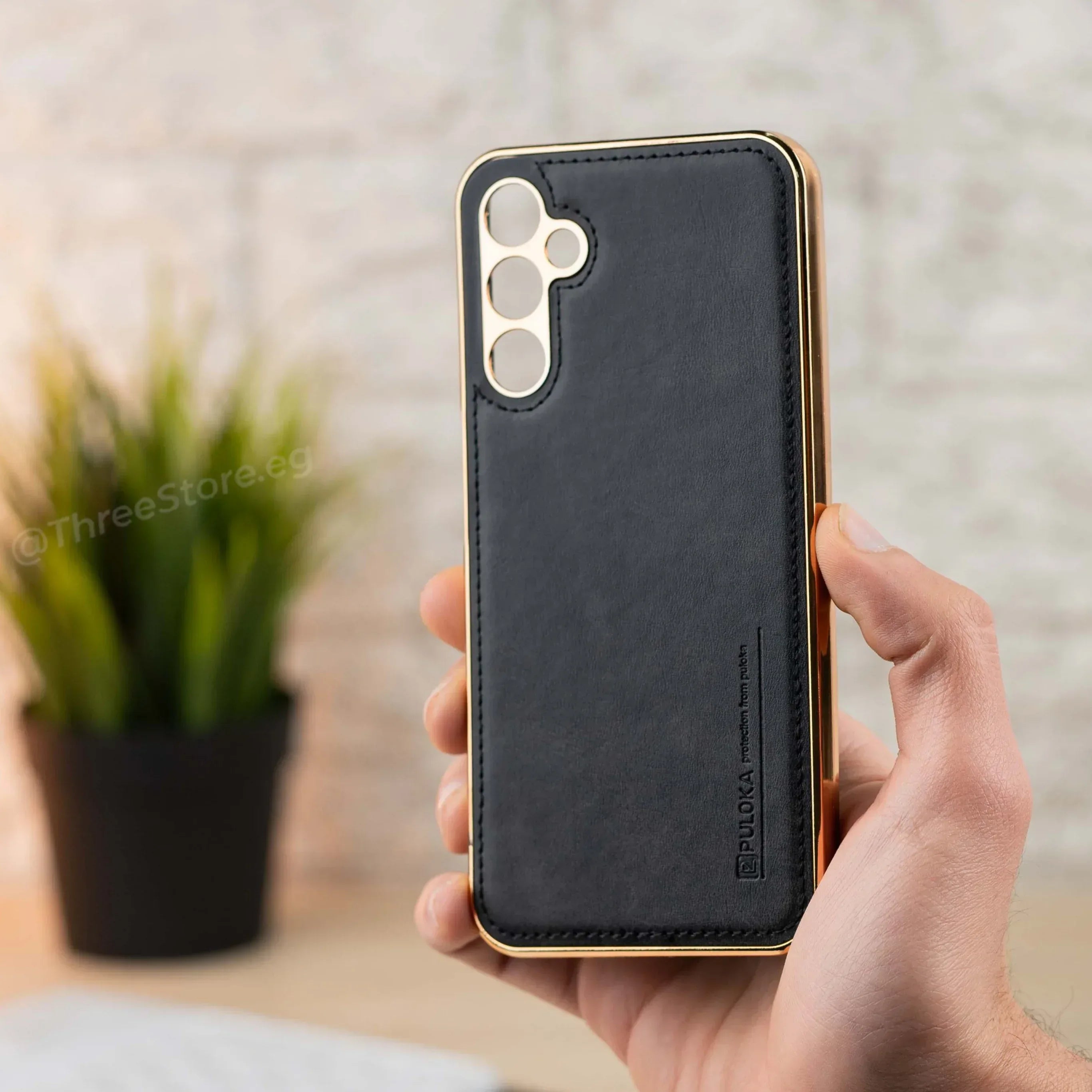 Gold Frame Leather Case Samsung A24 - Three