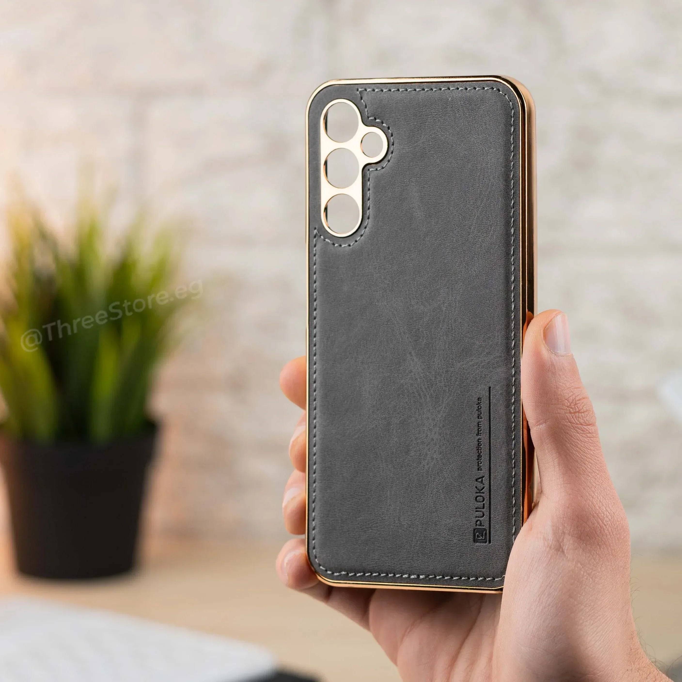 Gold Frame Leather Case Samsung A24 - Three