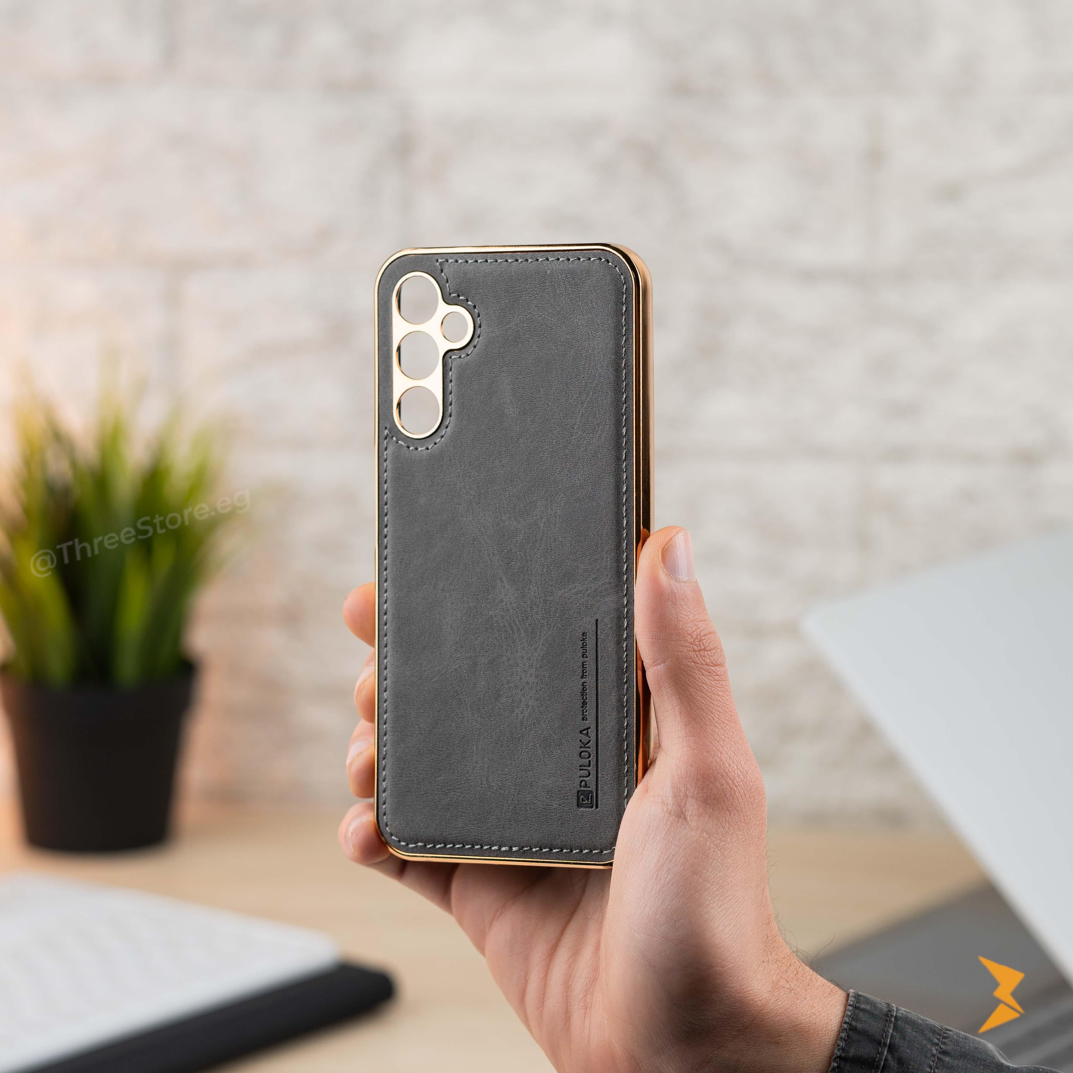 Gold Frame Leather Case Samsung A54 - Three