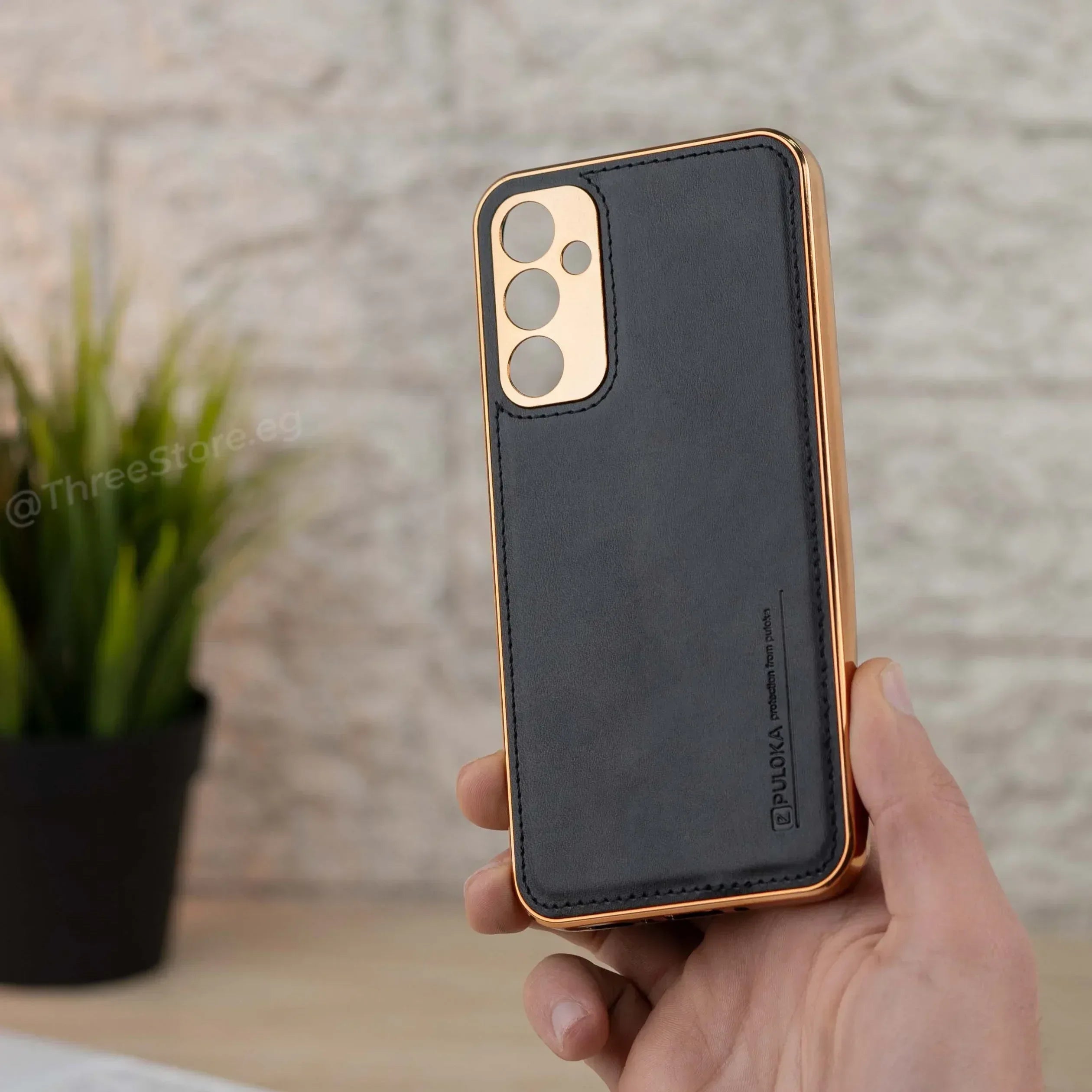 Gold Frame Leather Case Samsung A34 - Three