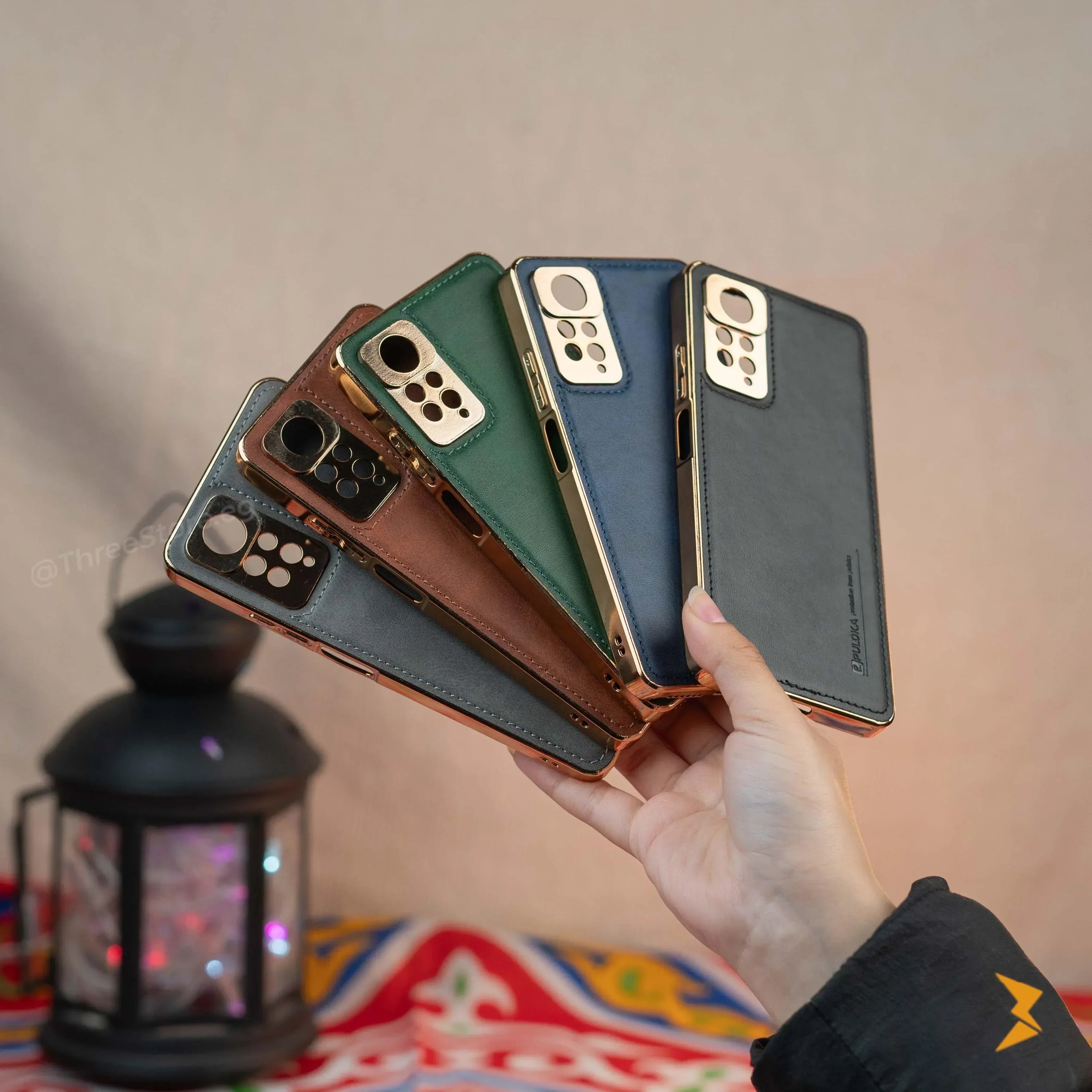 Gold Frame Leather Case Xiaomi Note 12 Pro - Three