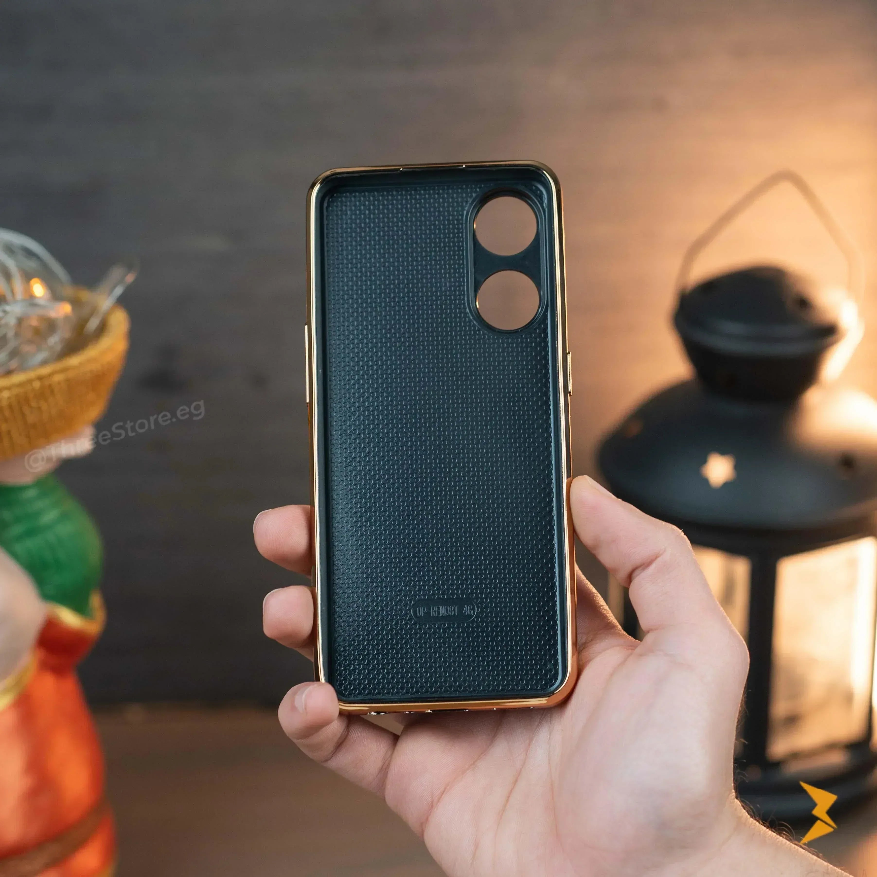 Gold Frame Leather Case Oppo A98 5G - Three