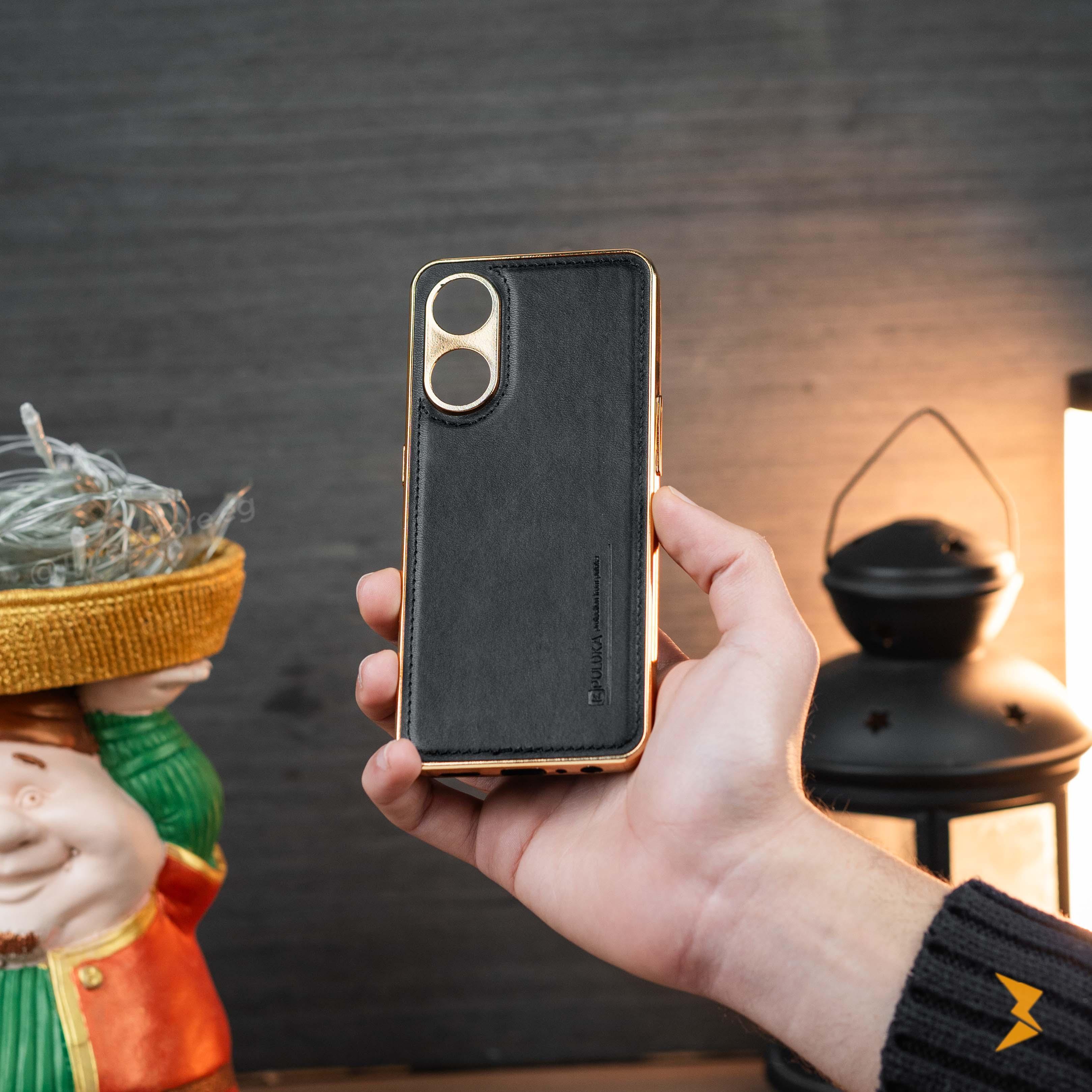 Gold Frame Leather Case Oppo A98 5G - Three