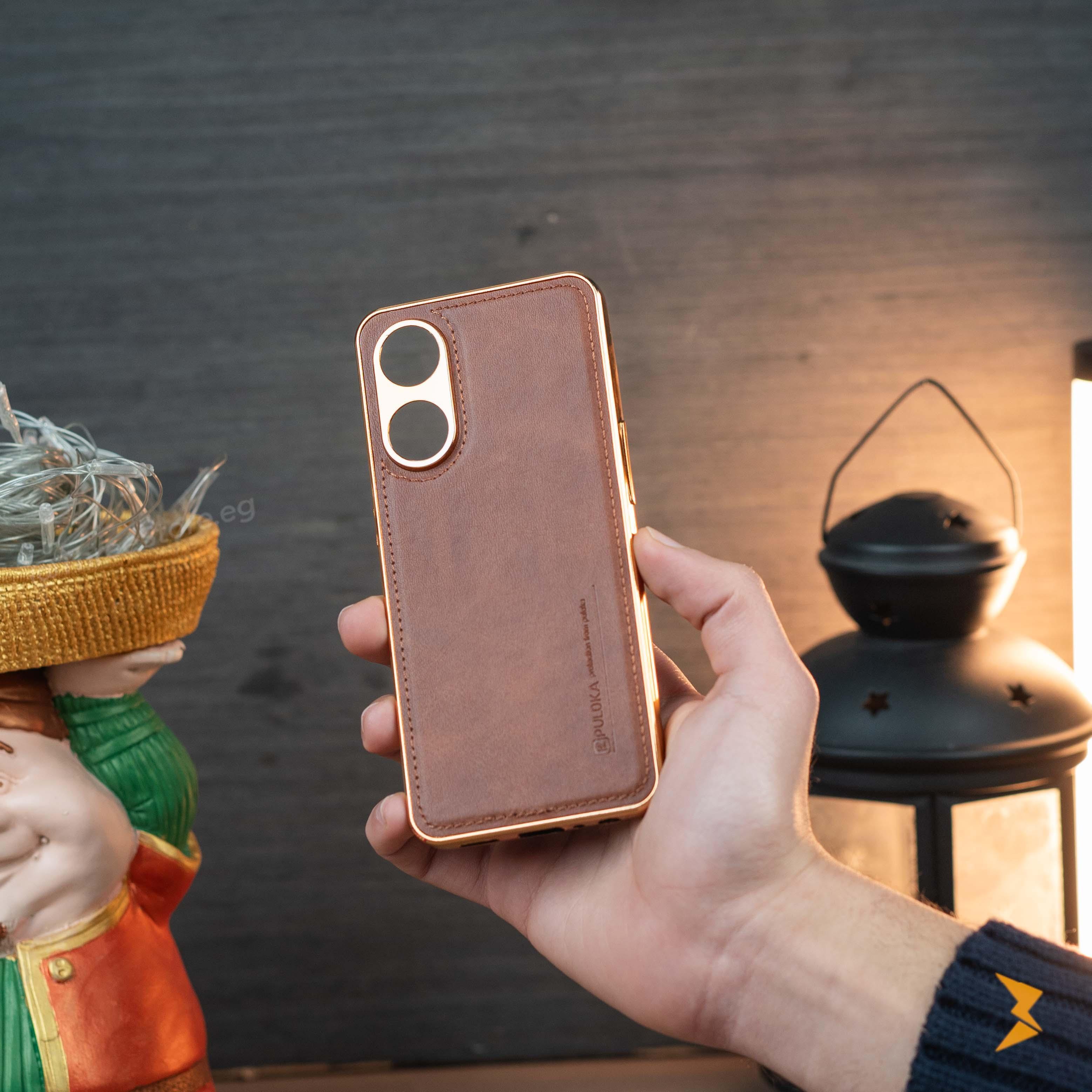 Gold Frame Leather Case Oppo A98 5G - Three