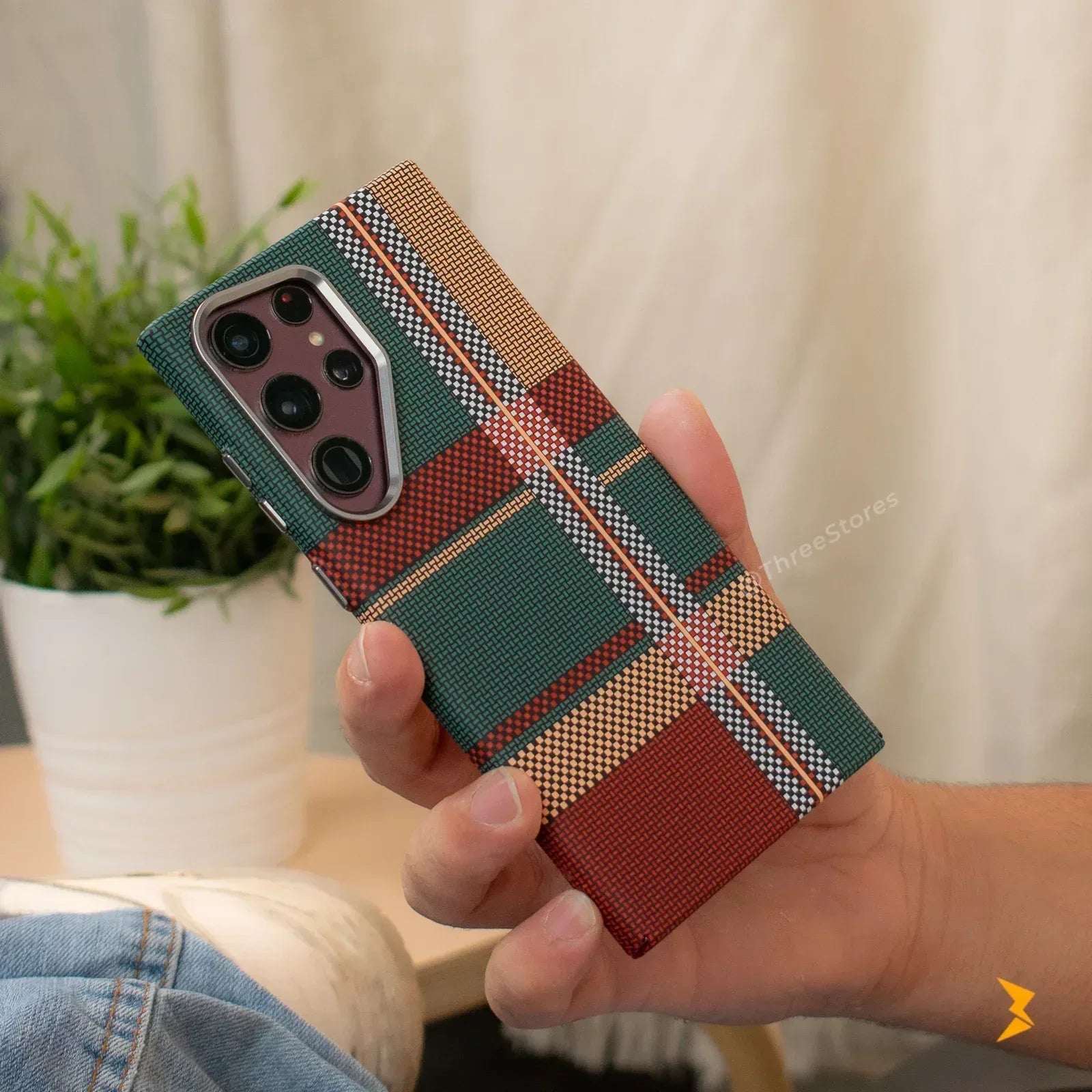 Warm Flannel Plaid Cloth Case Samsung S23 Ultra - Three