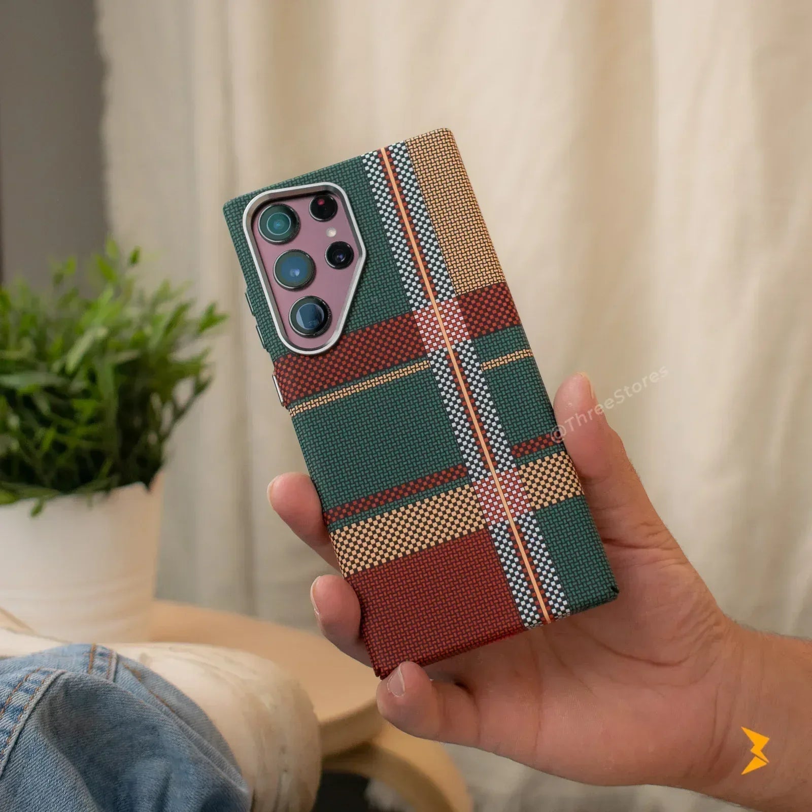 Warm Flannel Plaid Cloth Case Samsung S23 Ultra - Three