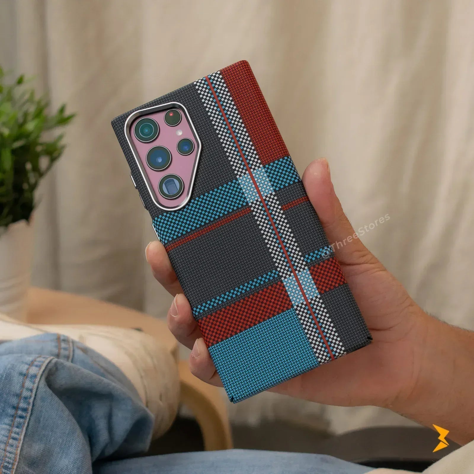 Warm Flannel Plaid Cloth Case Samsung S23 Ultra - Three