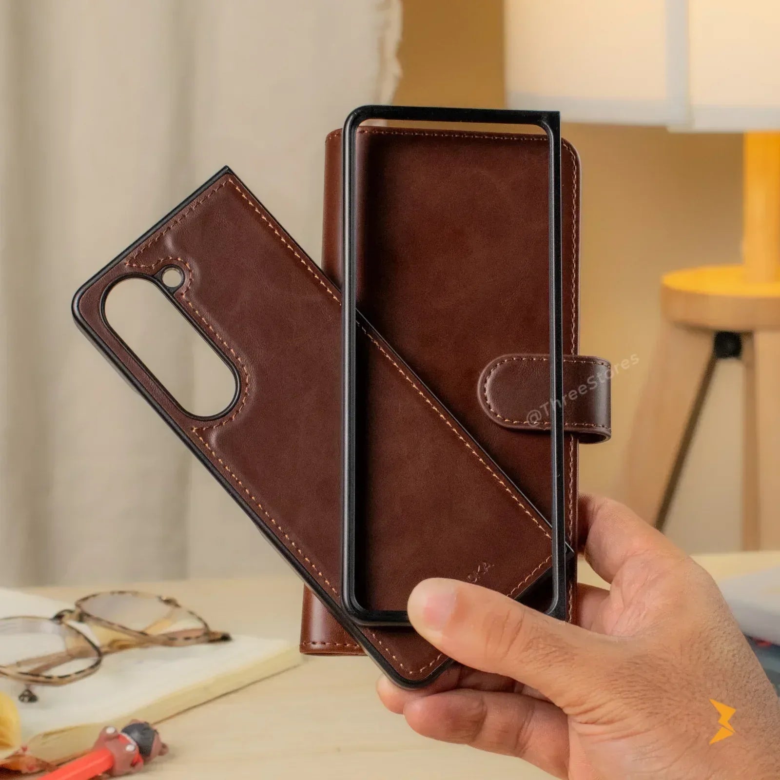 New Puloka Leather Wallet Case Samsung Z Fold 5 - Three