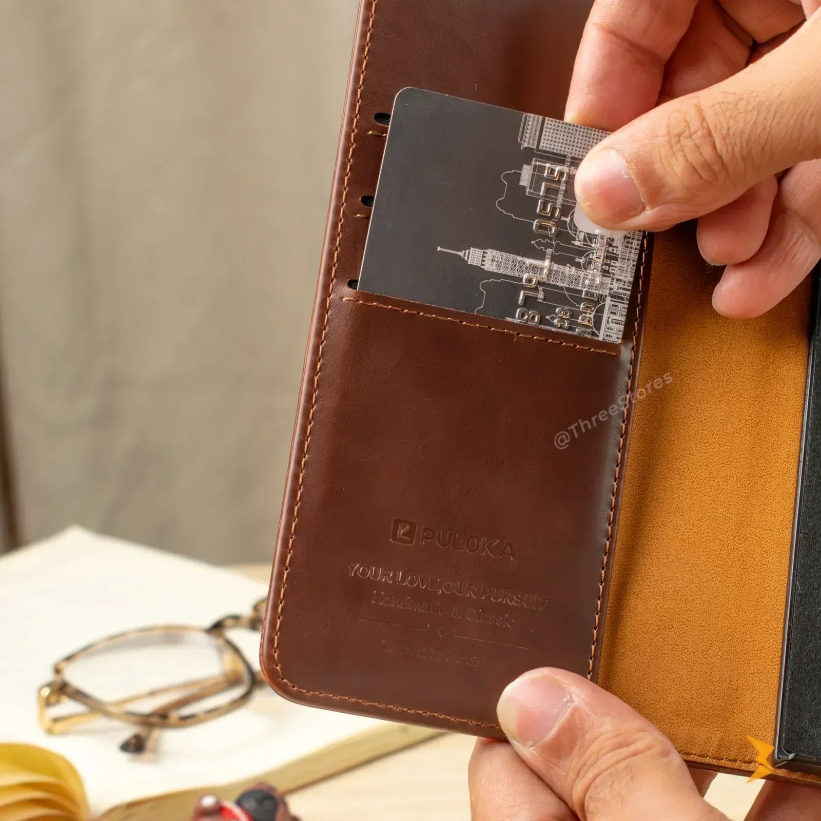 New Puloka Leather Wallet Case Samsung Z Fold 5 - Three
