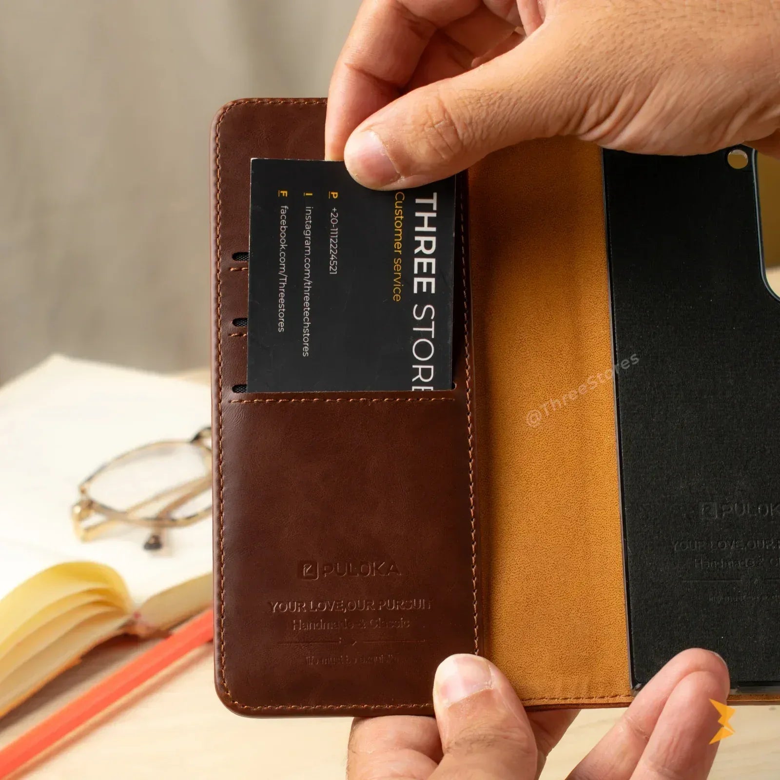 New Puloka Leather Wallet Case Samsung Z Fold 5 - Three