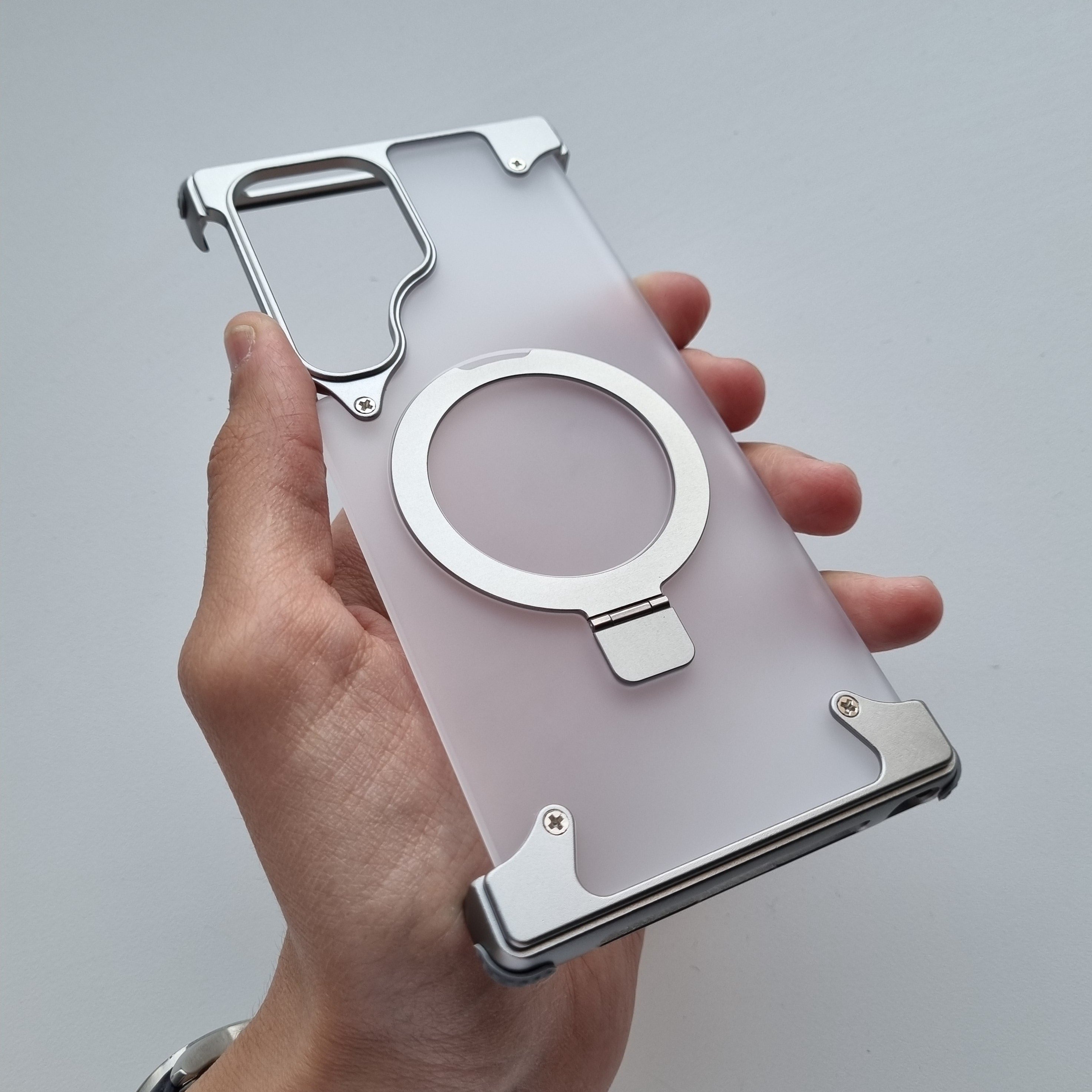 Rimless Metal Magnetic Stand Case Samsung S24 Ultra