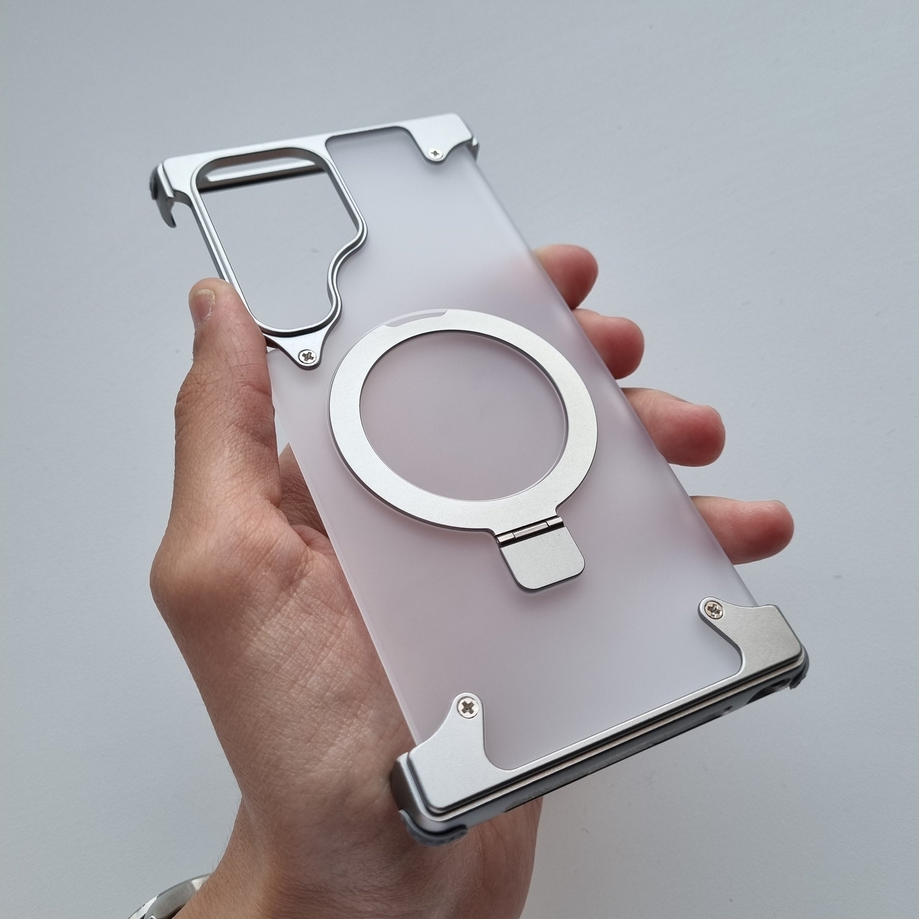 Rimless Metal Magnetic Stand Case Samsung S23 Ultra