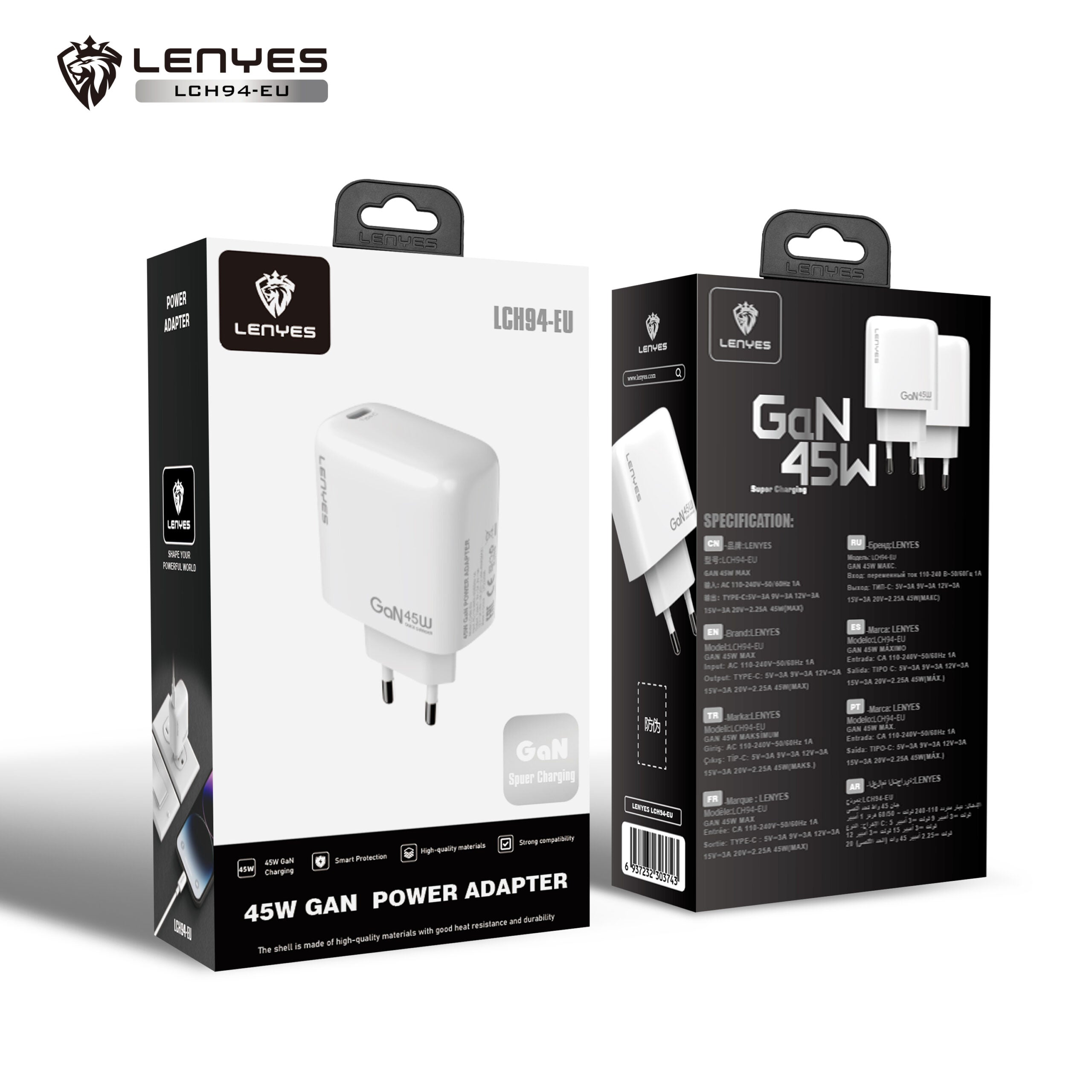 Lenyes 45W Type-C PD Wall Charger LCH94-EU