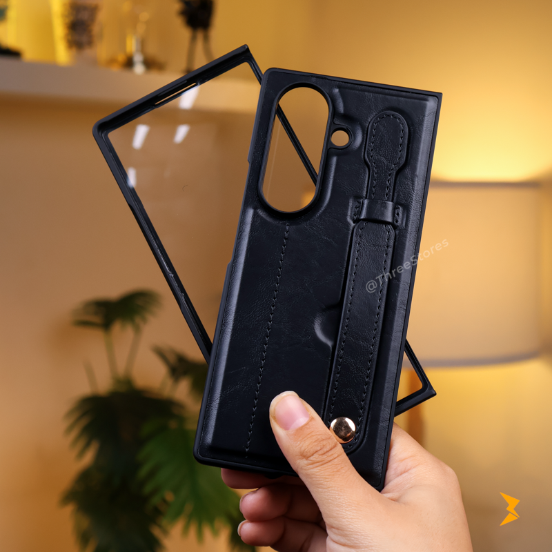 Retro Leather Grip Case Samsung Z Fold 7