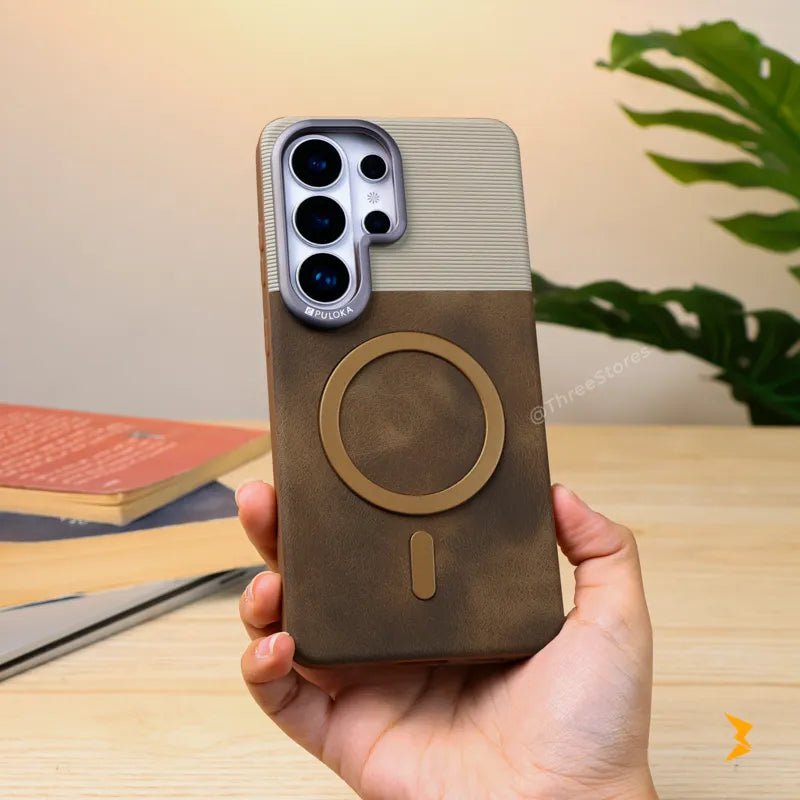 Puloka Vintage Leather Magsafe Case Samsung S26 Ultra