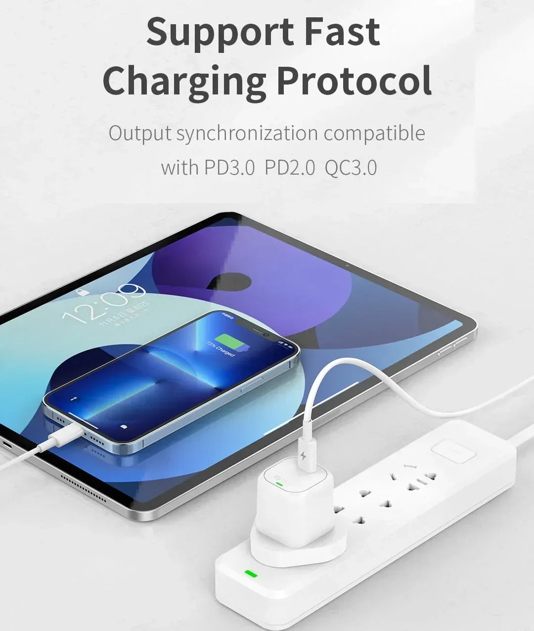 Recci GaN 25W wall charger 3 pin standard RC29 - Three