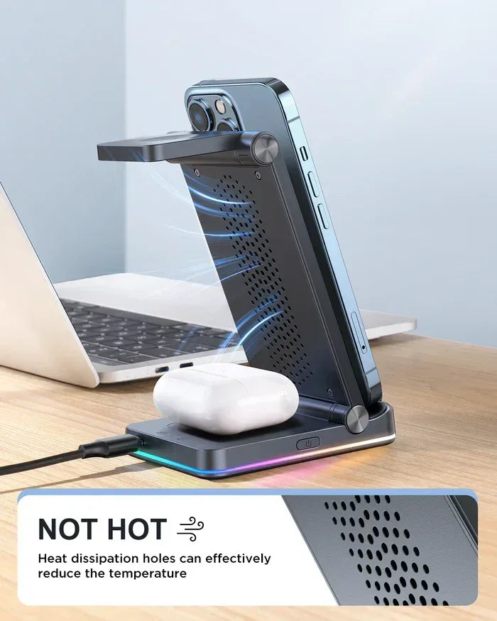 Joyroom 3-in-1 Foldable Wireless Charging Station JR-WQN01 - Three