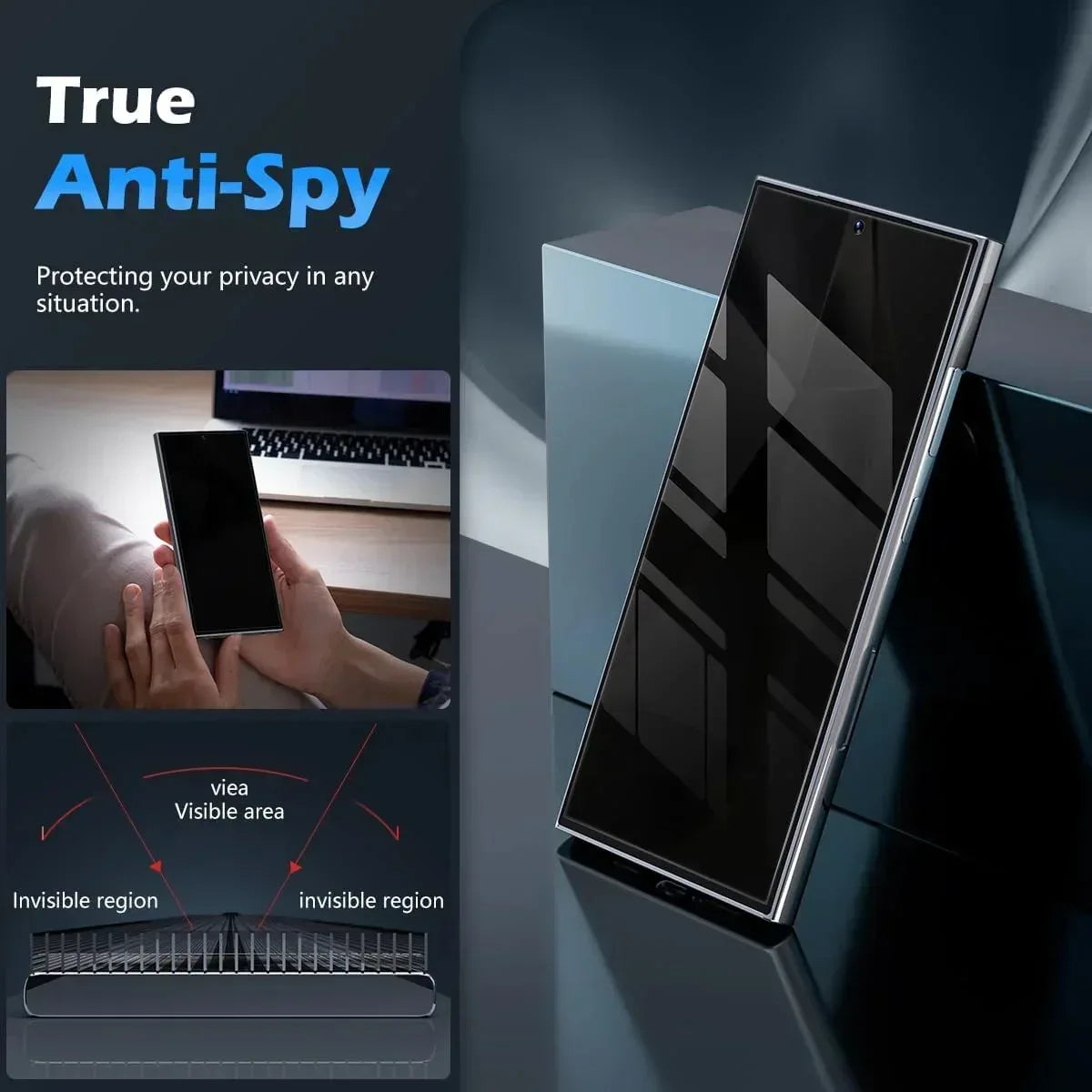 2P UV Privacy Glass Screen Protector Samsung S22 Ultra - Three