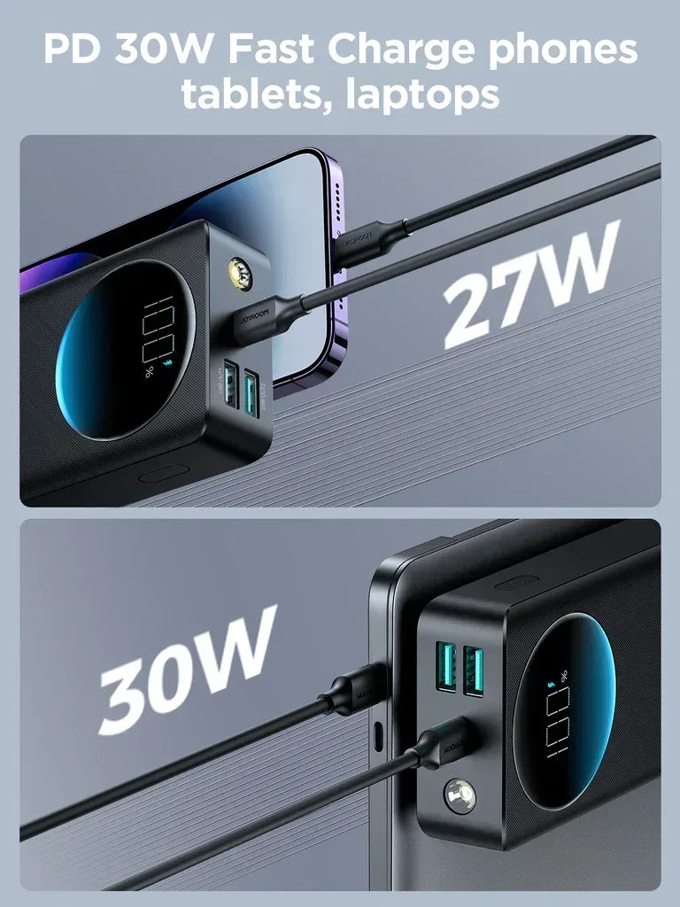 Joyroom 30W LCD Screen Power Bank 10000mAh with Light JR-PBF01 - Three