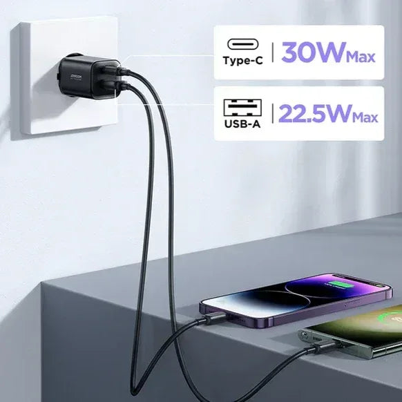 Joyroom Speed Series PD 30W Dual-Port (A+C) Charger JR-TCF08EU - Three