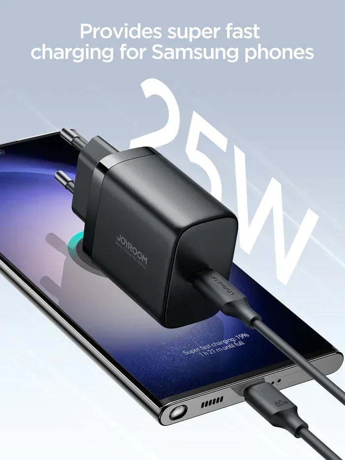 joyroom 25W Charger with Type c to Type c Cable JR-TCF11EU - Three