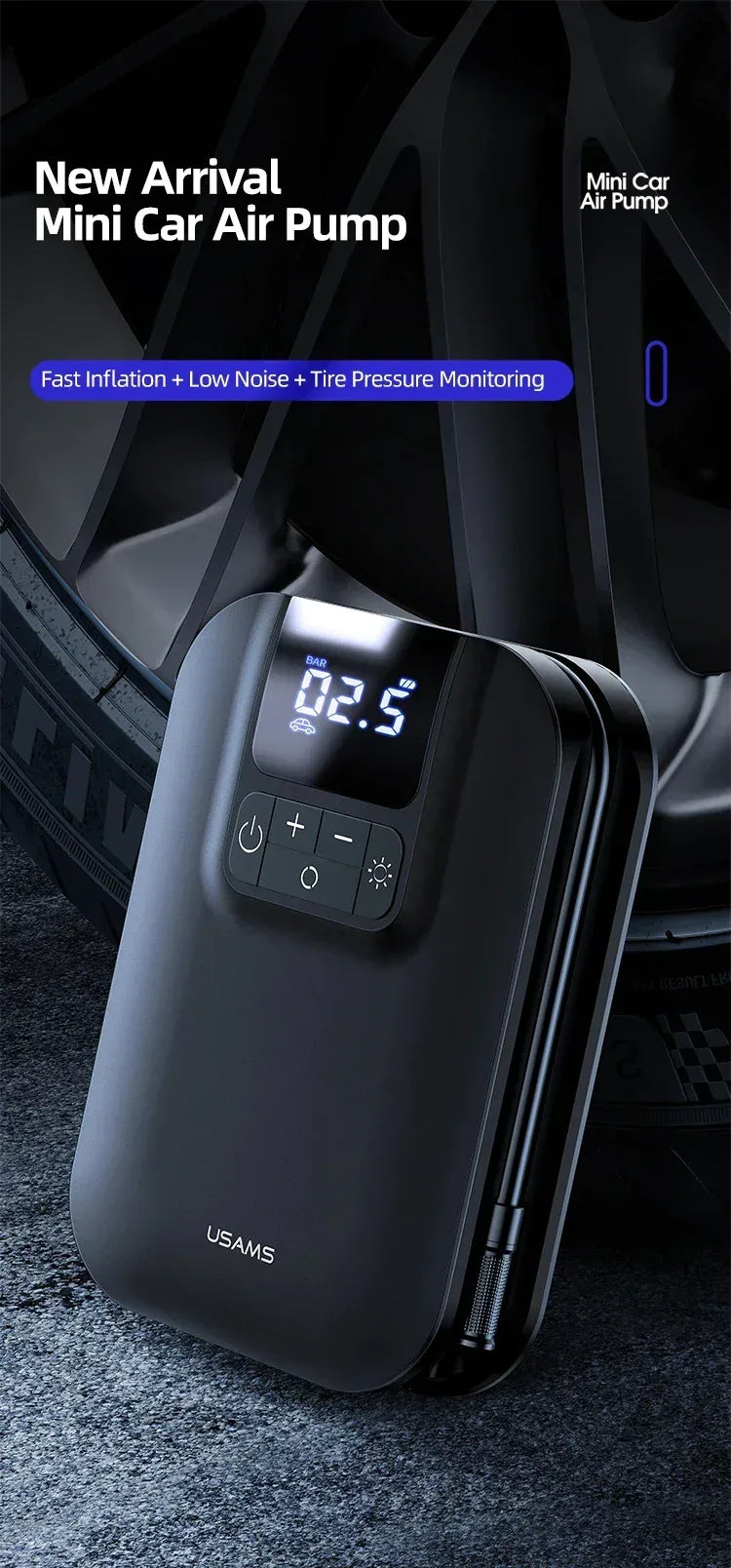 USAMS Mini Car Air Pump 5000Mah US-ZB215 - Three