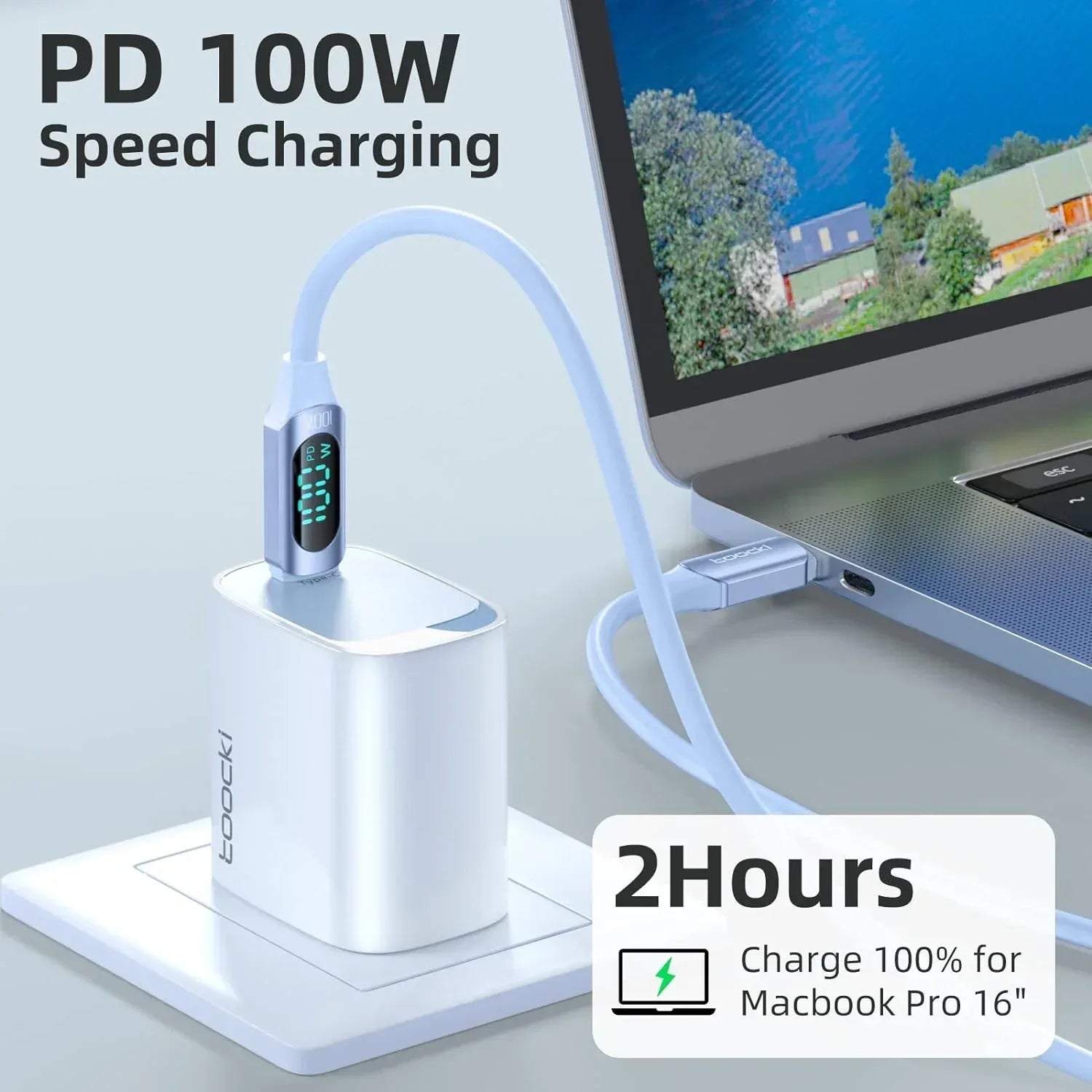 Maxco Silicone Cable Digital Display 100W Type c MS05CC - Three