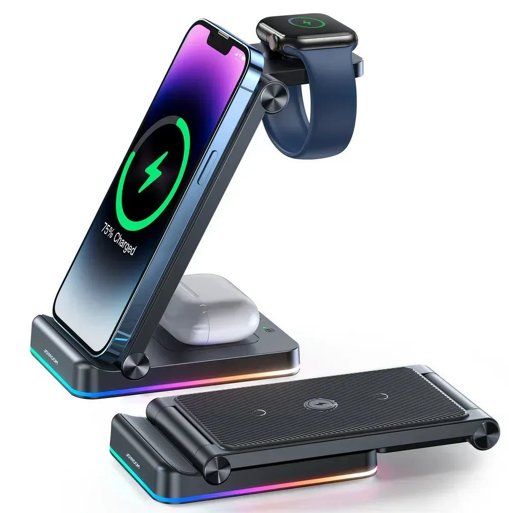 Joyroom 3-in-1 Foldable Wireless Charging Station JR-WQN01 - Three