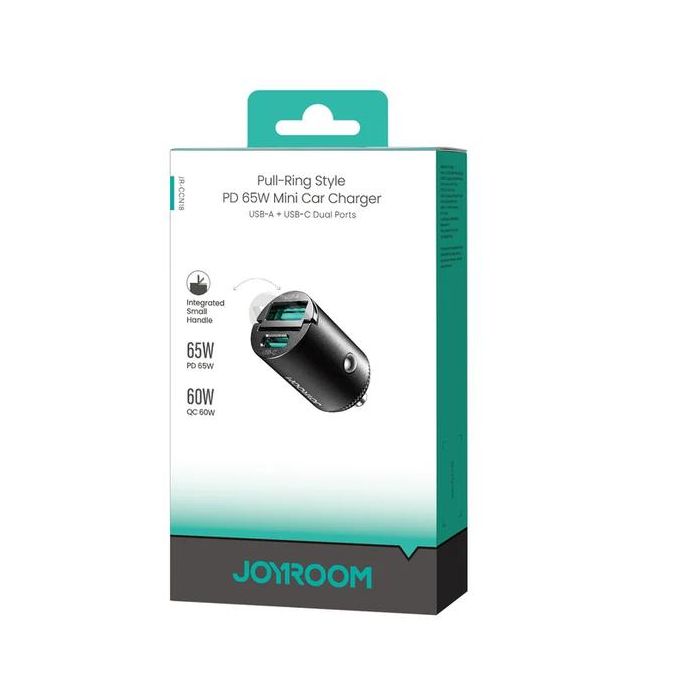 JOYROOM Pull-Ring Style PD 65W Mini Car Charger USB-A + USB-C Dual Ports JR-CCN18