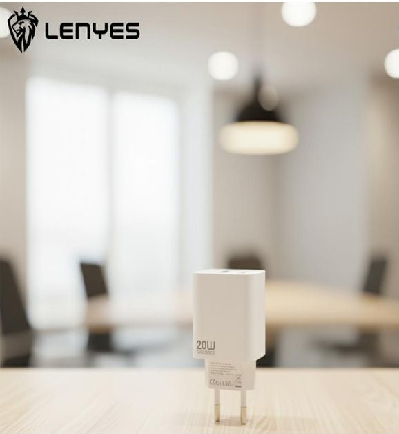 Lenyes 20W PD USB-A Type-C Dual-Port Wall Charger with Type-C to Type-C Cable LCH72-EU