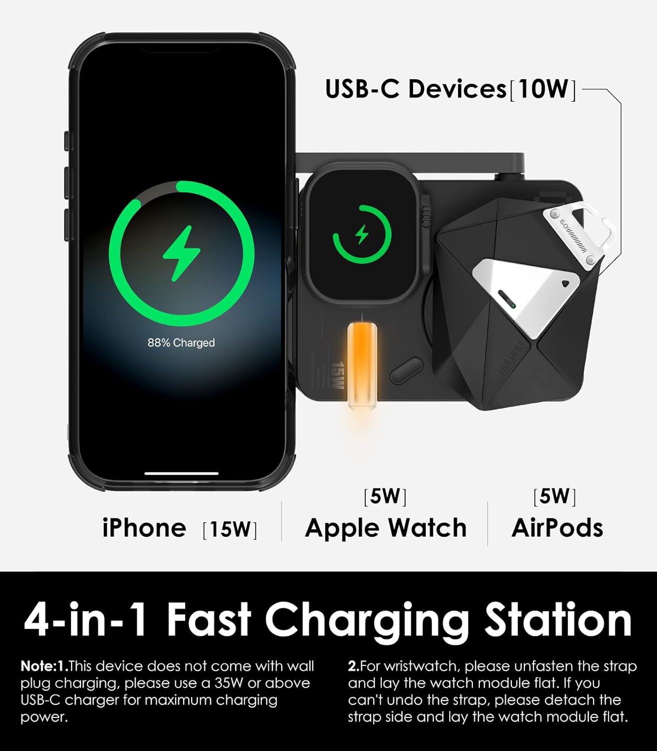 Folding Wireless AULUMU Charging Station 4-in-1 M01