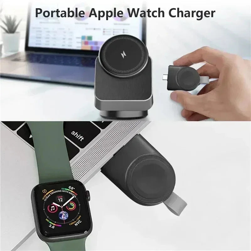 360° Rotating 3 in 1 Magnetic Wireless Charger Stand - Three
